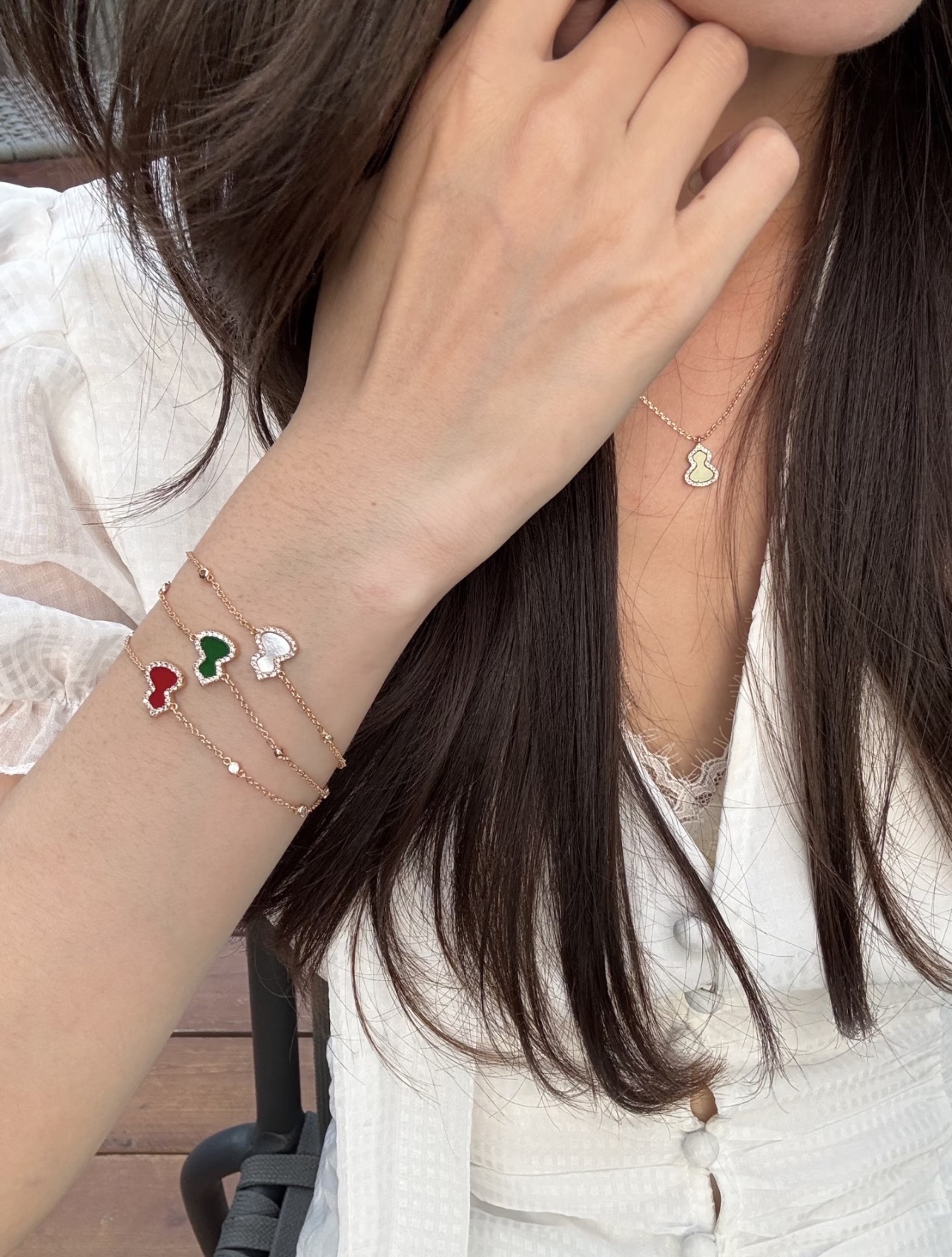 Qeelin Wulu bracelet 18K rose gold red agate diamond 16-19cm adjustable