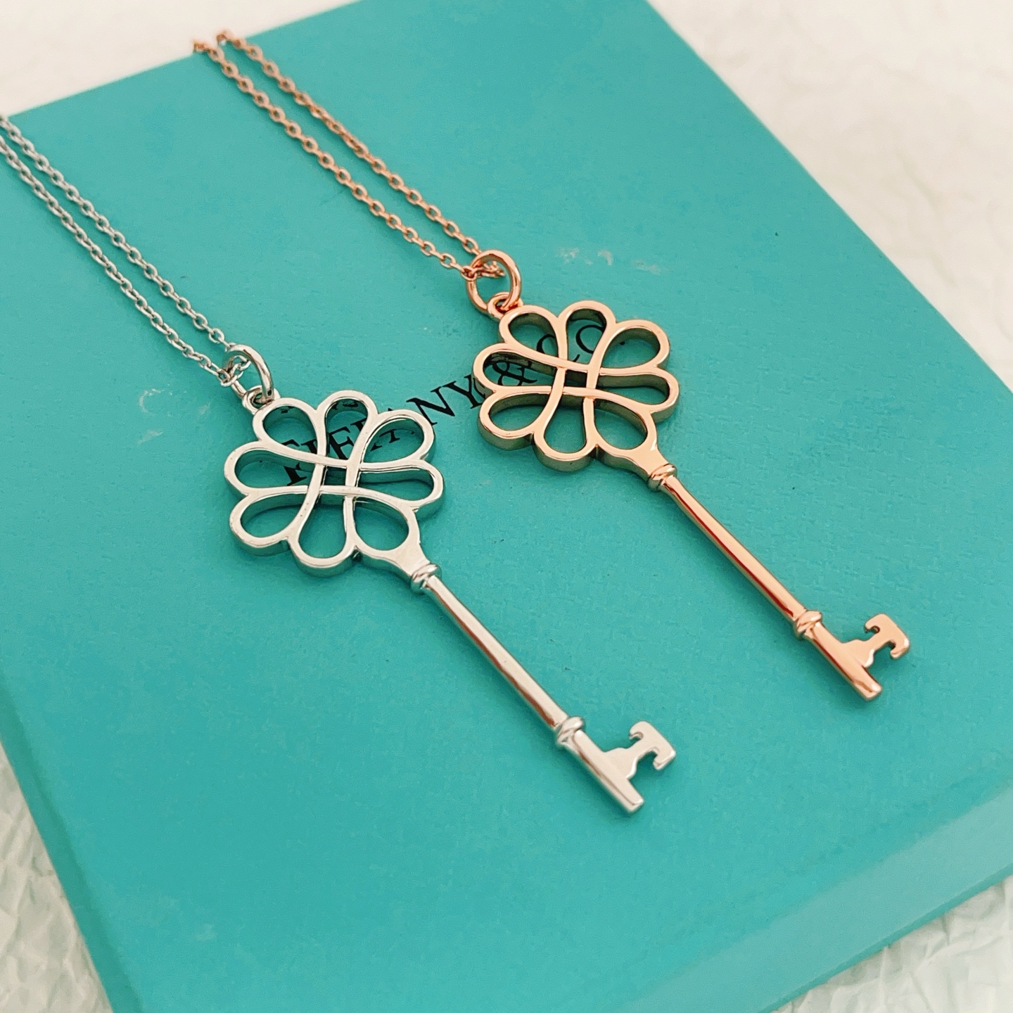 Tiffany Co Tiffany Keys Knot Key necklace 18k rose gold no gemstones 18 inches