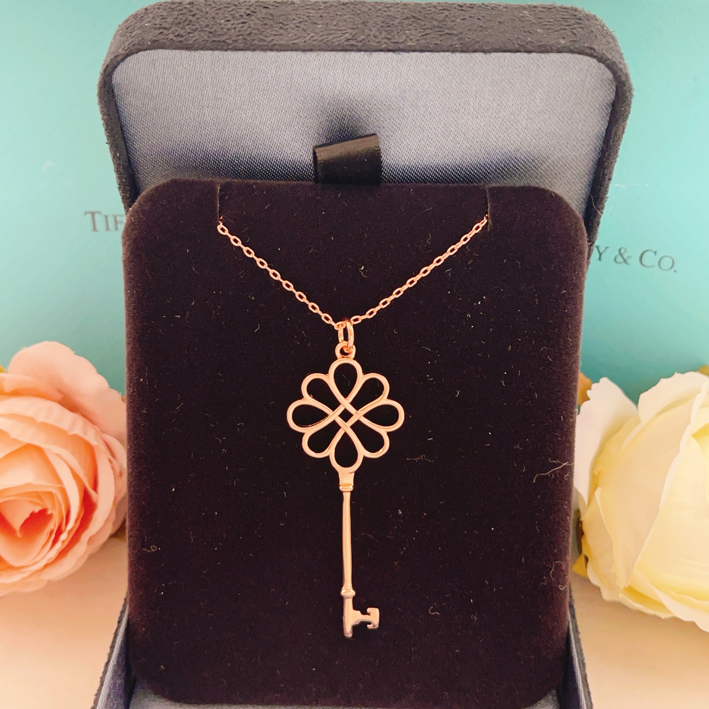 Tiffany Co Tiffany Keys Knot Key necklace 18k rose gold no gemstones 18 inches