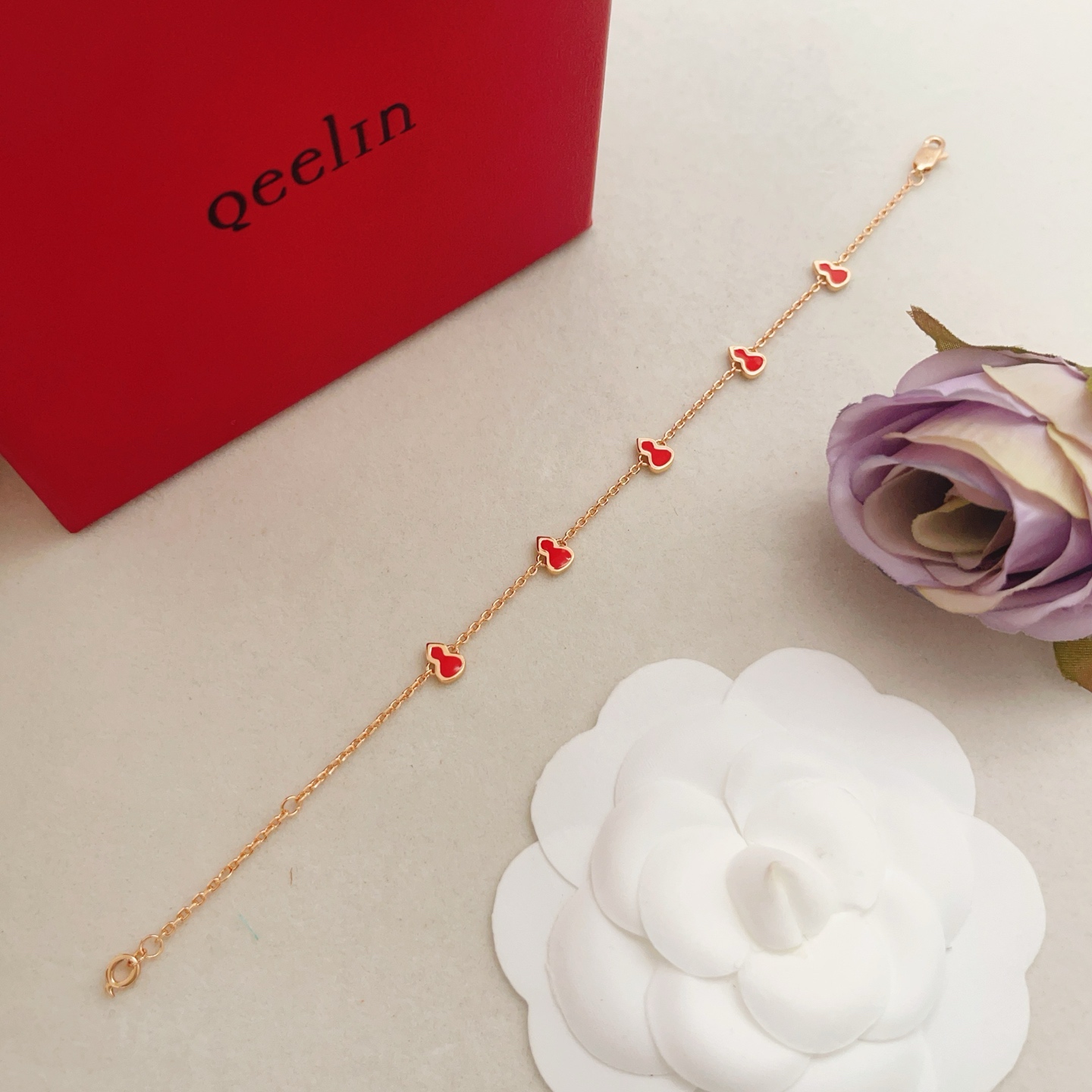 Qeelin Wulu bracelet Rose gold with red enamel 17cm