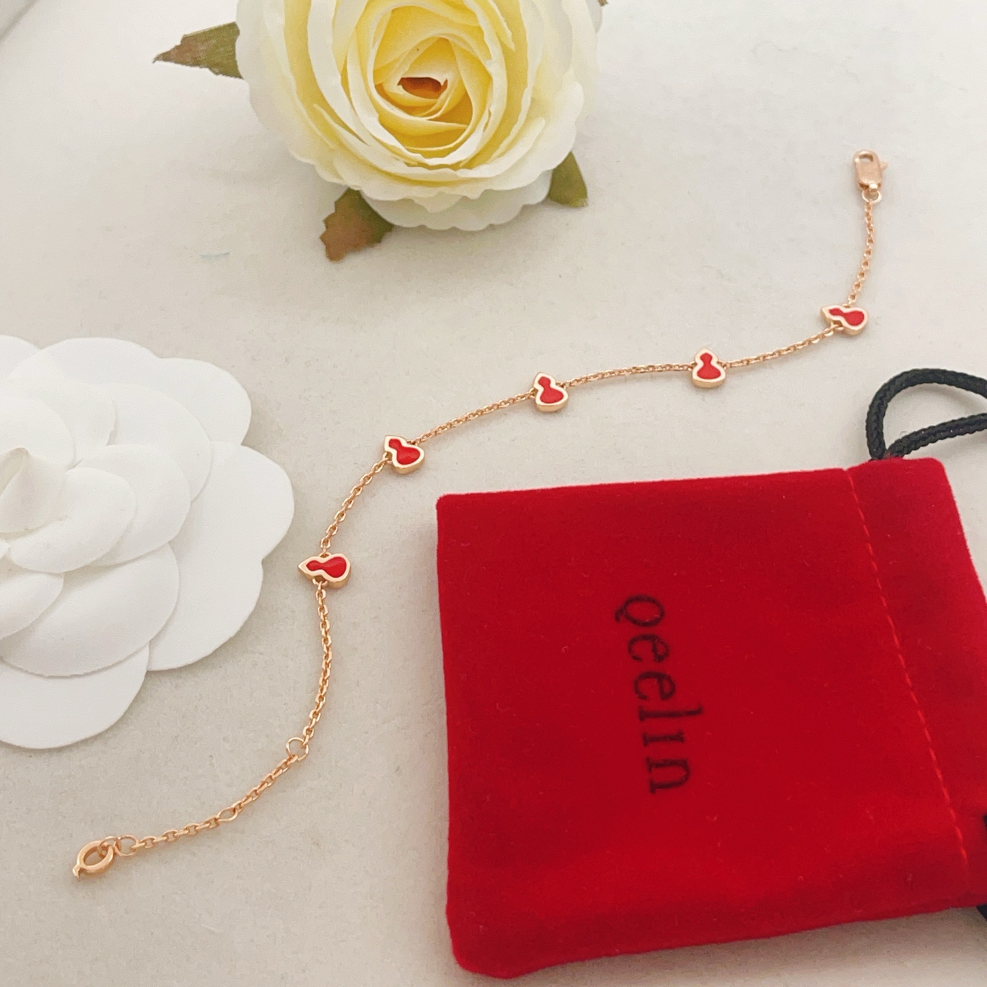 Qeelin Wulu bracelet Rose gold with red enamel 17cm