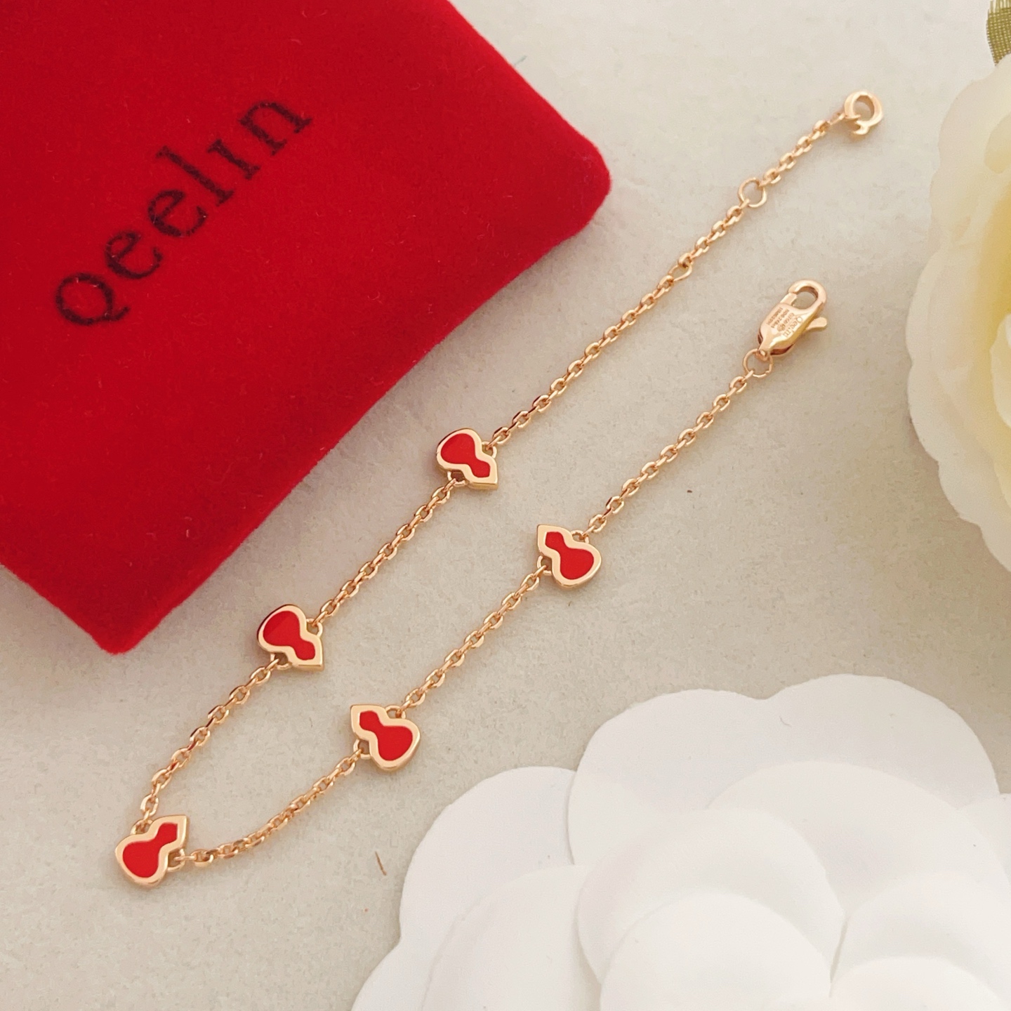 Qeelin Wulu bracelet Rose gold with red enamel 17cm