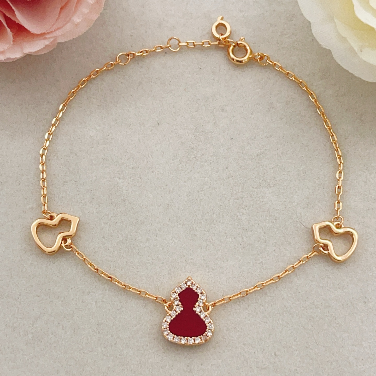 Qeelin Wulu bracelet 18K rose gold red agate diamond 18cm