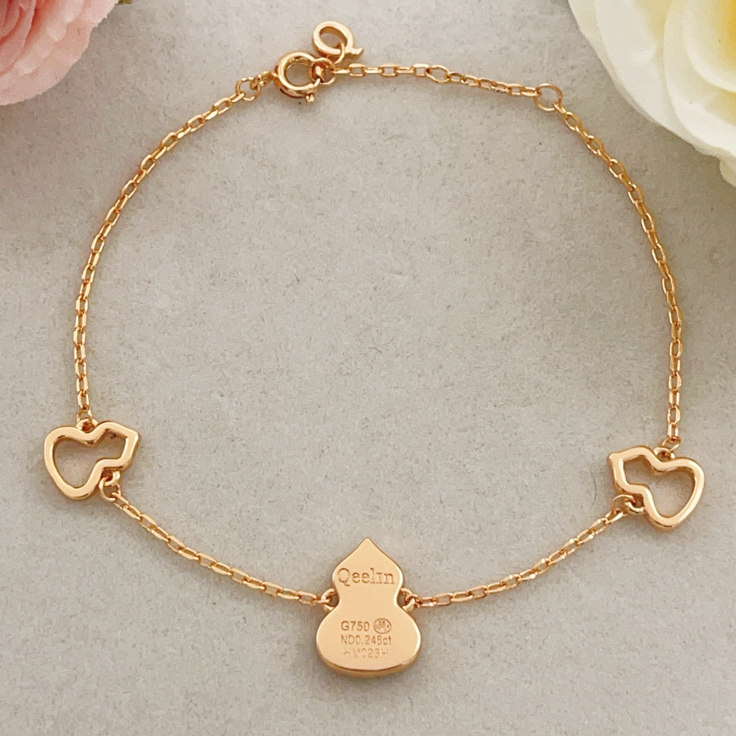 Qeelin Wulu bracelet 18K rose gold red agate diamond 18cm