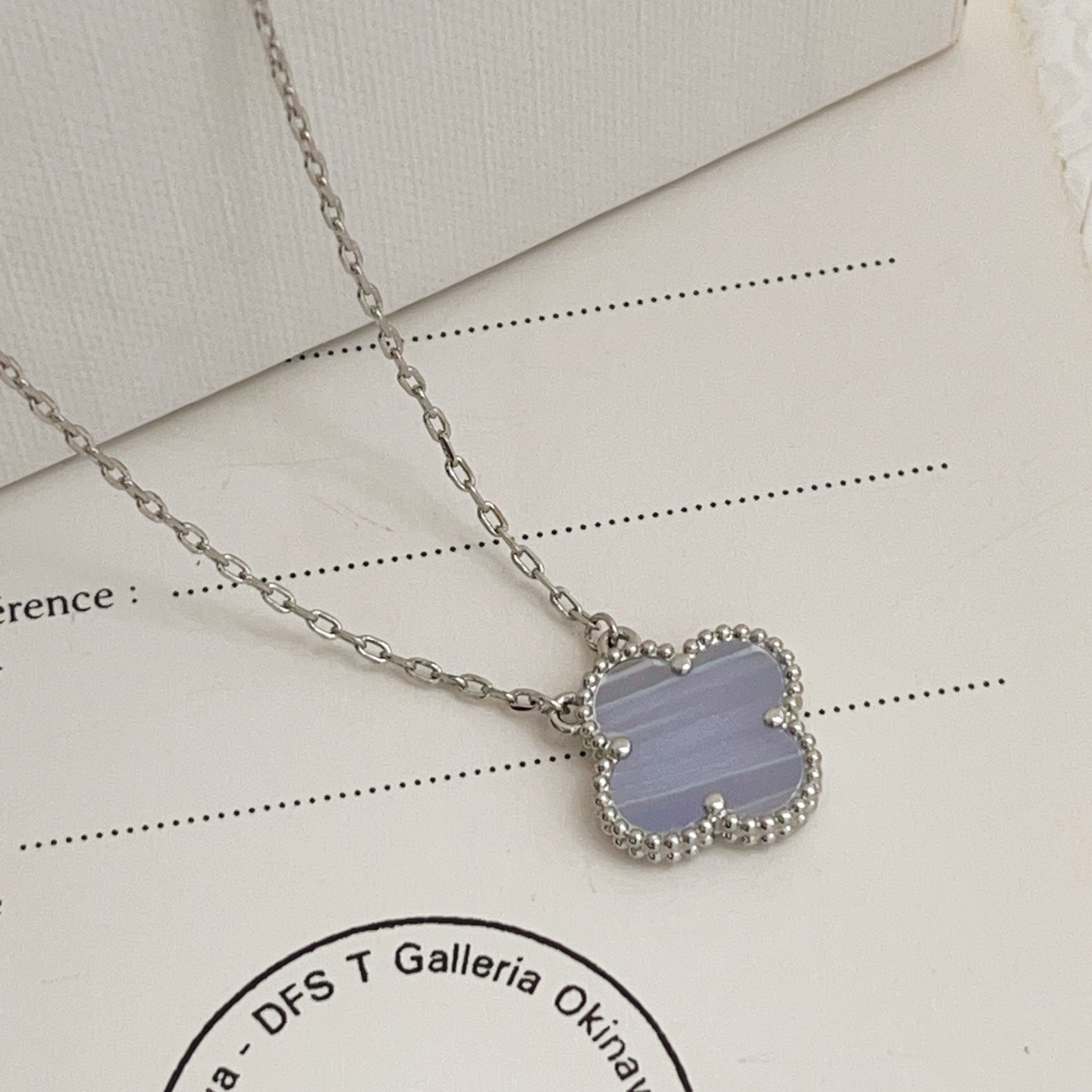 Van Cleef Arpels Vintage Alhambra necklace white gold lavender chalcedony 42cm