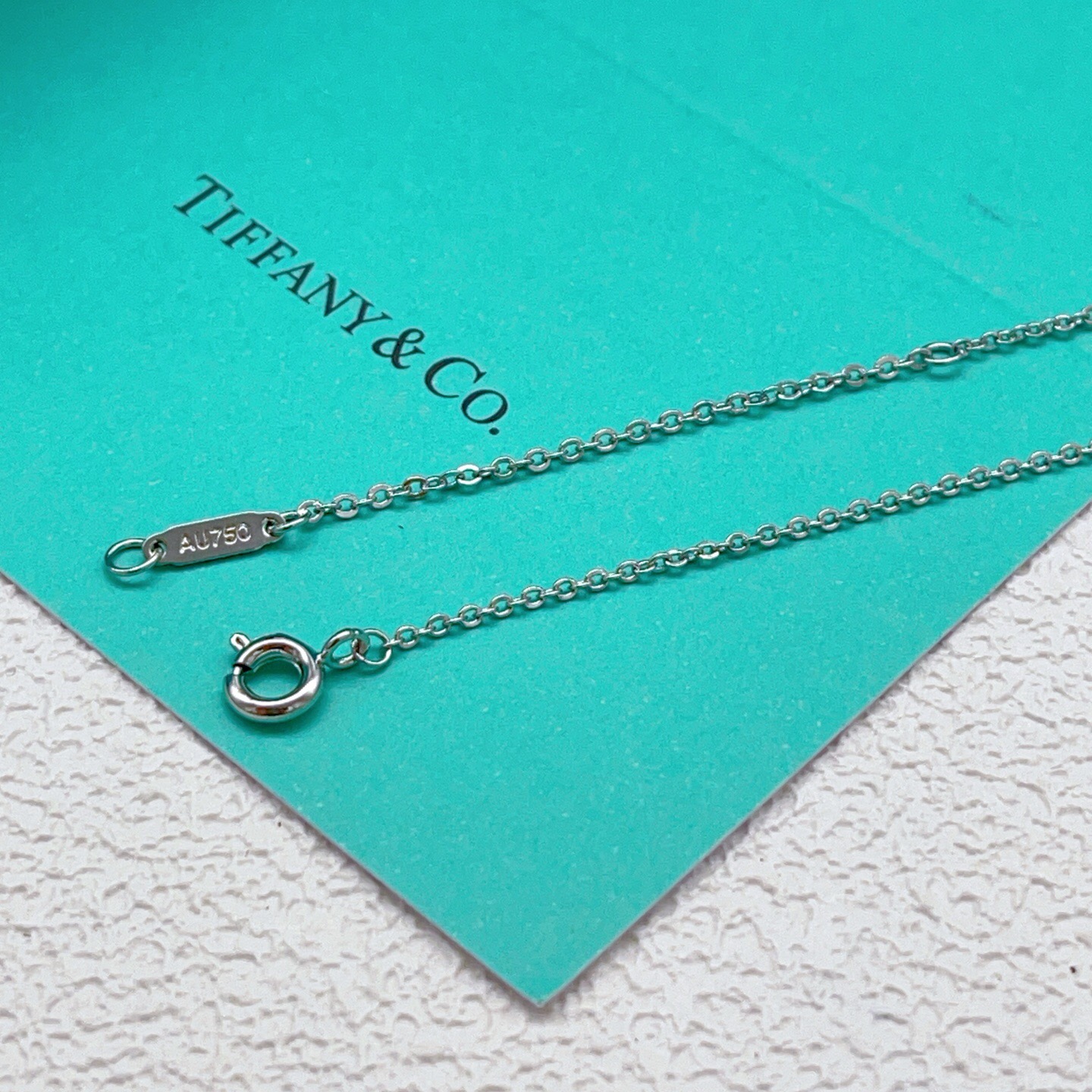 Tiffany Co Schlumberger Lynn Pendant necklace platinum metal with clear diamond stones 16 inches