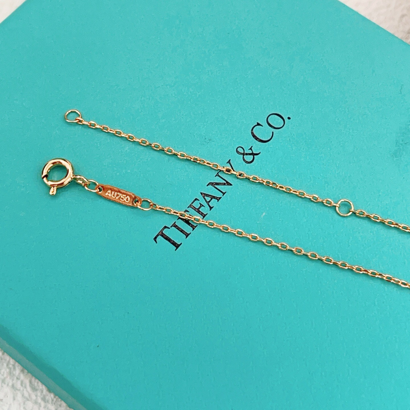 Tiffany Co Tiffany Keys Victorian Key Pendant necklace 18k rose gold with clear diamond simulants 18 inch chain