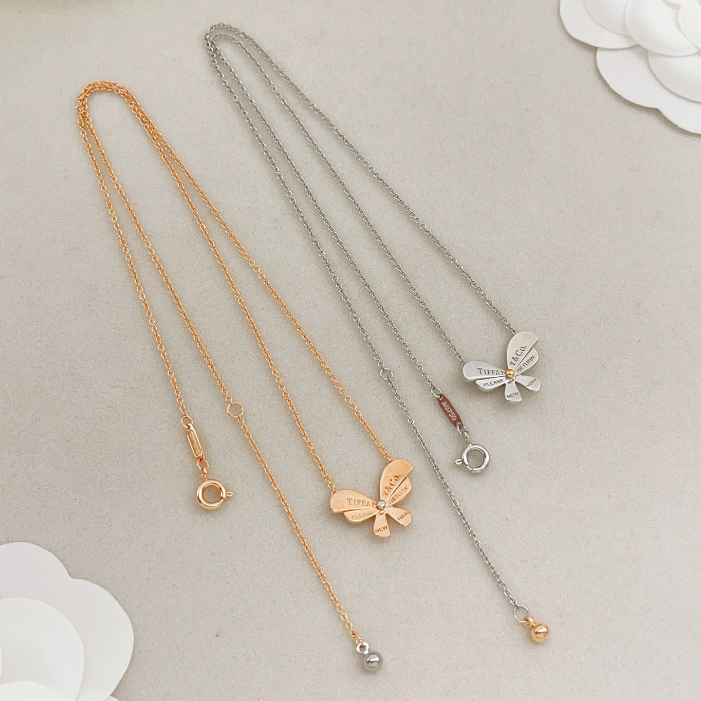 Tiffany Co Return to Tiffany Love Bugs Butterfly Pendant necklace sterling silver with yellow gold accent 16 inches with 2 inch extender
