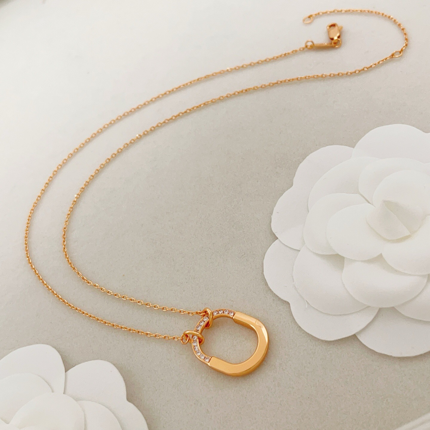 Tiffany Co Tiffany Lock necklace 18k yellow gold with clear diamond accents 18 inches
