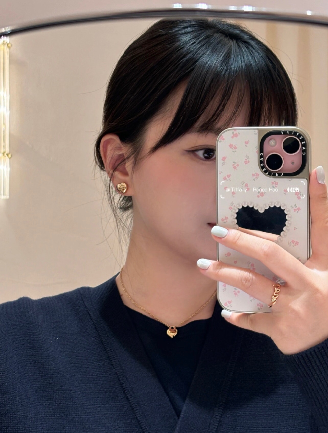Tiffany Co Return to Tiffany Mini Heart earrings Rose gold-toned metal no accent stones 8mm stud diameter