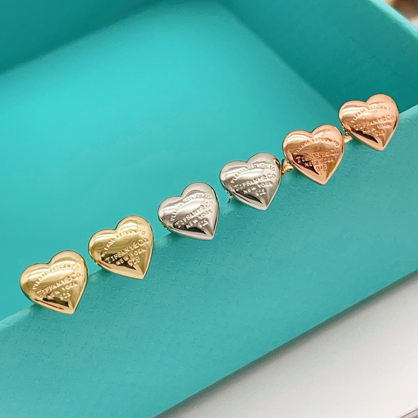 Tiffany Co Return to Tiffany Mini Heart earrings Rose gold-toned metal no accent stones 8mm stud diameter