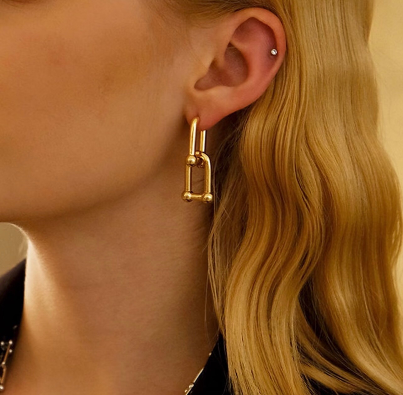 Tiffany Co HardWear earrings polished yellow gold 2 2cm length