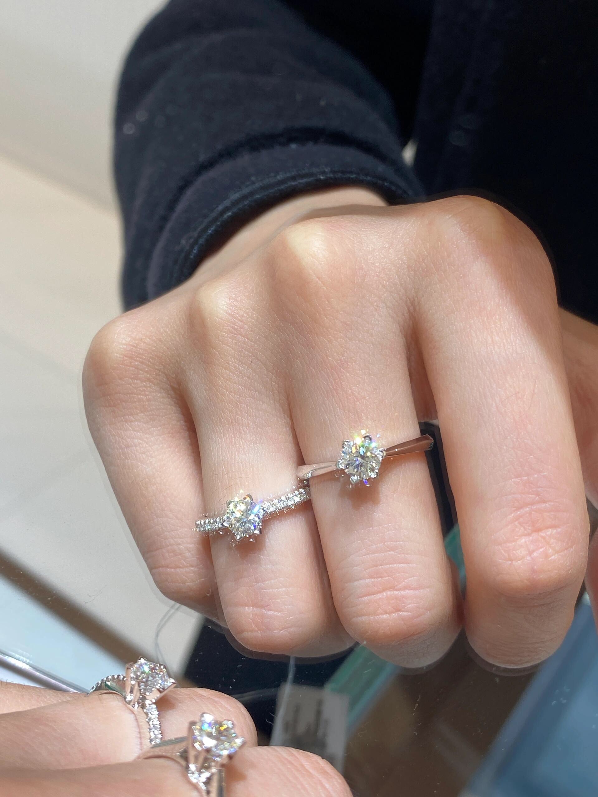 Tiffany Tiffany Setting ring platinum silver with clear diamonds 6