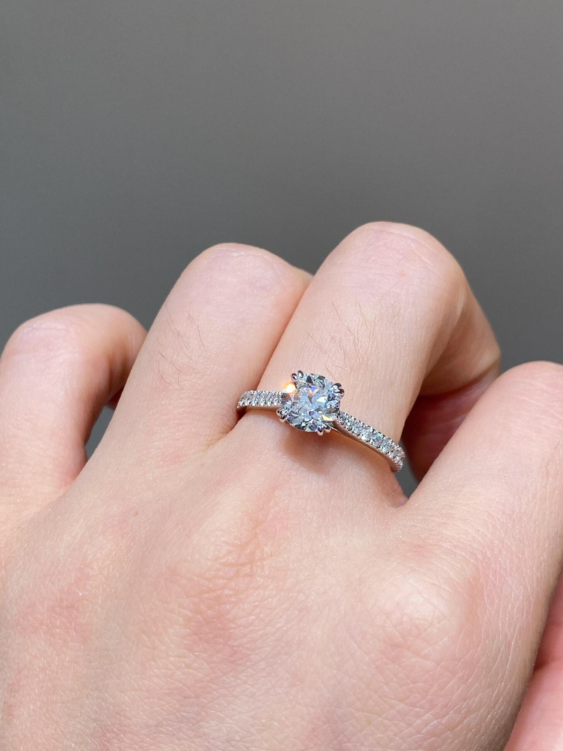 Tiffany Tiffany Setting ring platinum silver with clear diamonds 6