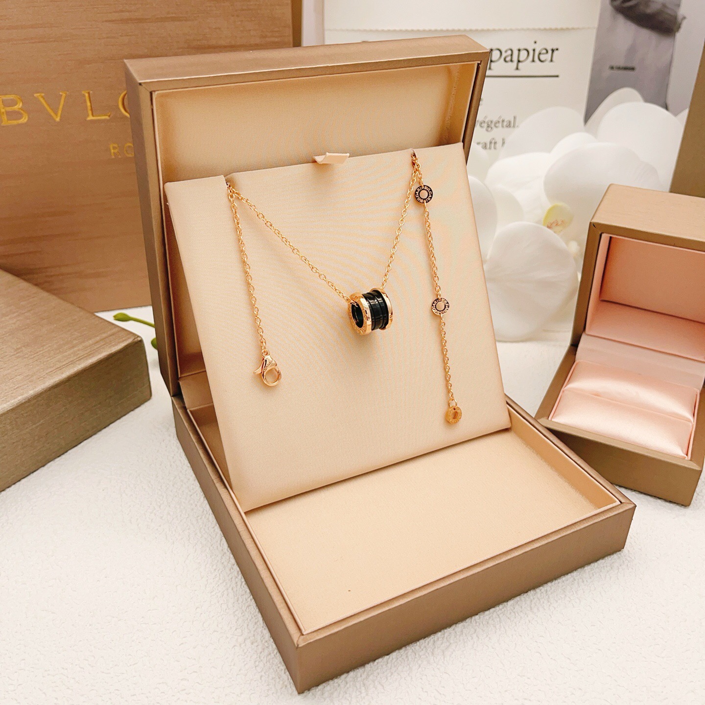 Bvlgari B zero1 necklace Rose gold with black ceramic 45cm
