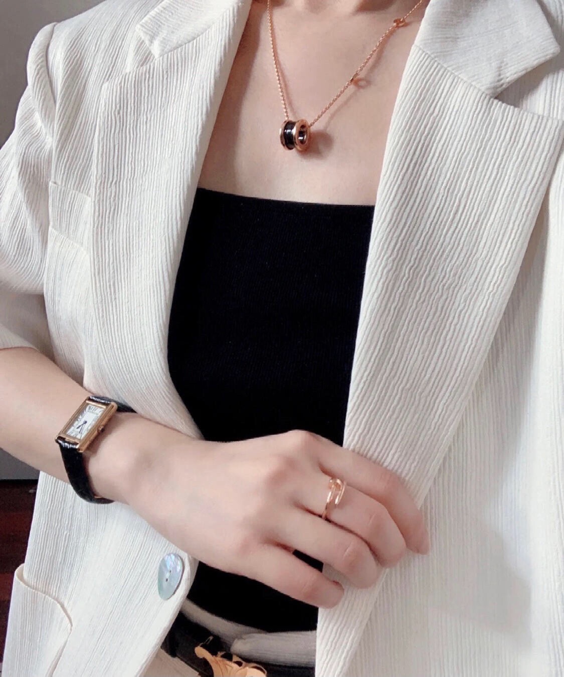 Bvlgari B zero1 necklace Rose gold with black ceramic 45cm