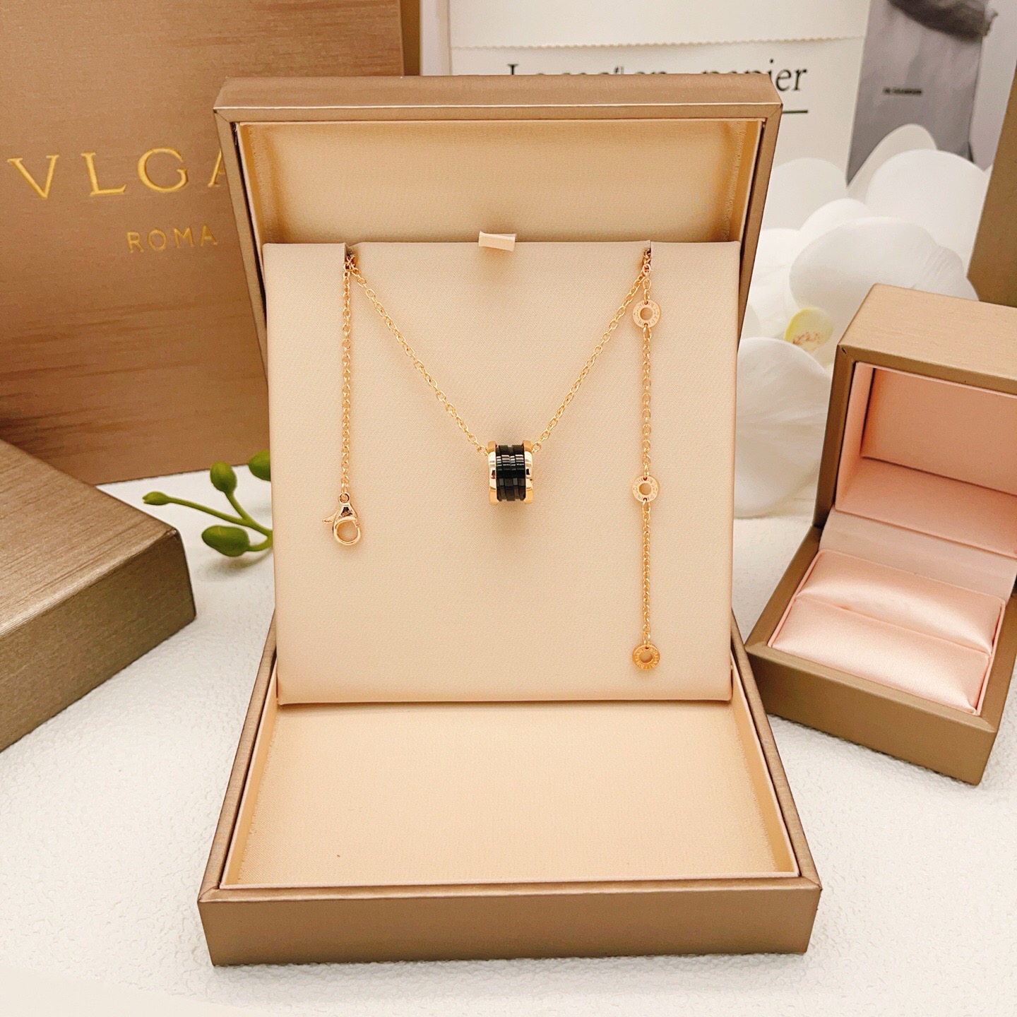 Bvlgari B zero1 necklace Rose gold with black ceramic 45cm