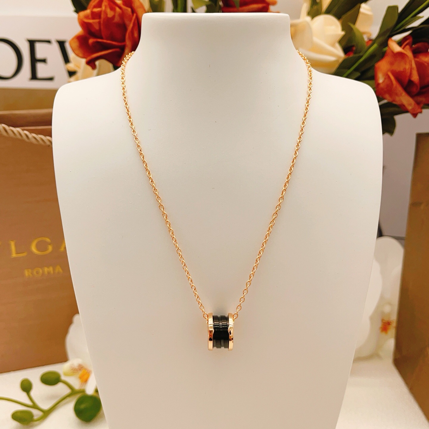Bvlgari B zero1 necklace Rose gold with black ceramic 45cm