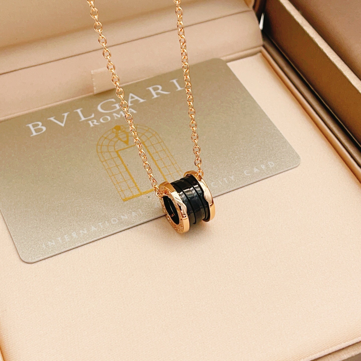 Bvlgari B zero1 necklace Rose gold with black ceramic 45cm