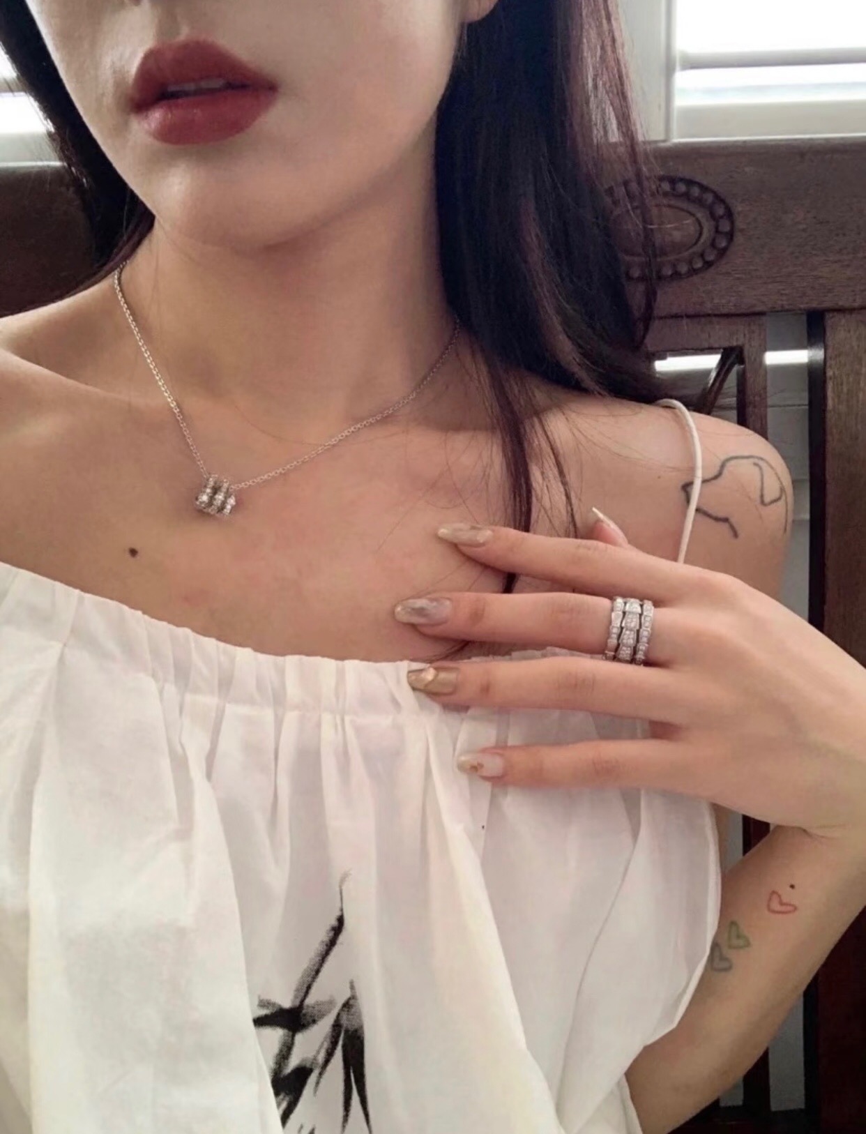 Bvlgari Serpenti Viper necklace silver-toned metal with clear diamond accents 40-45cm adjustable