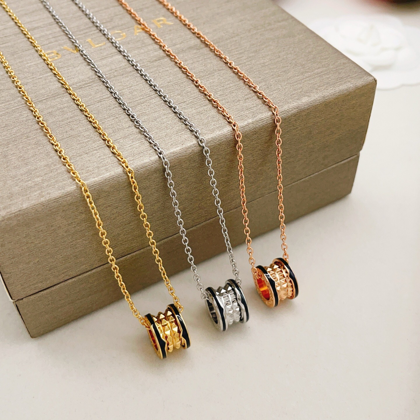 Bvlgari B zero1 Rock necklace Rose gold with black ceramic accents 45cm
