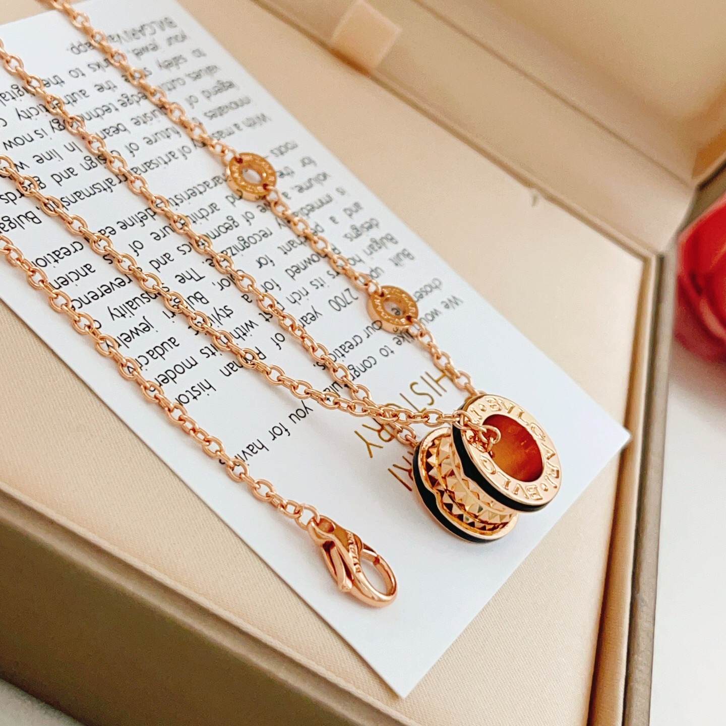 Bvlgari B zero1 Rock necklace Rose gold with black ceramic accents 45cm