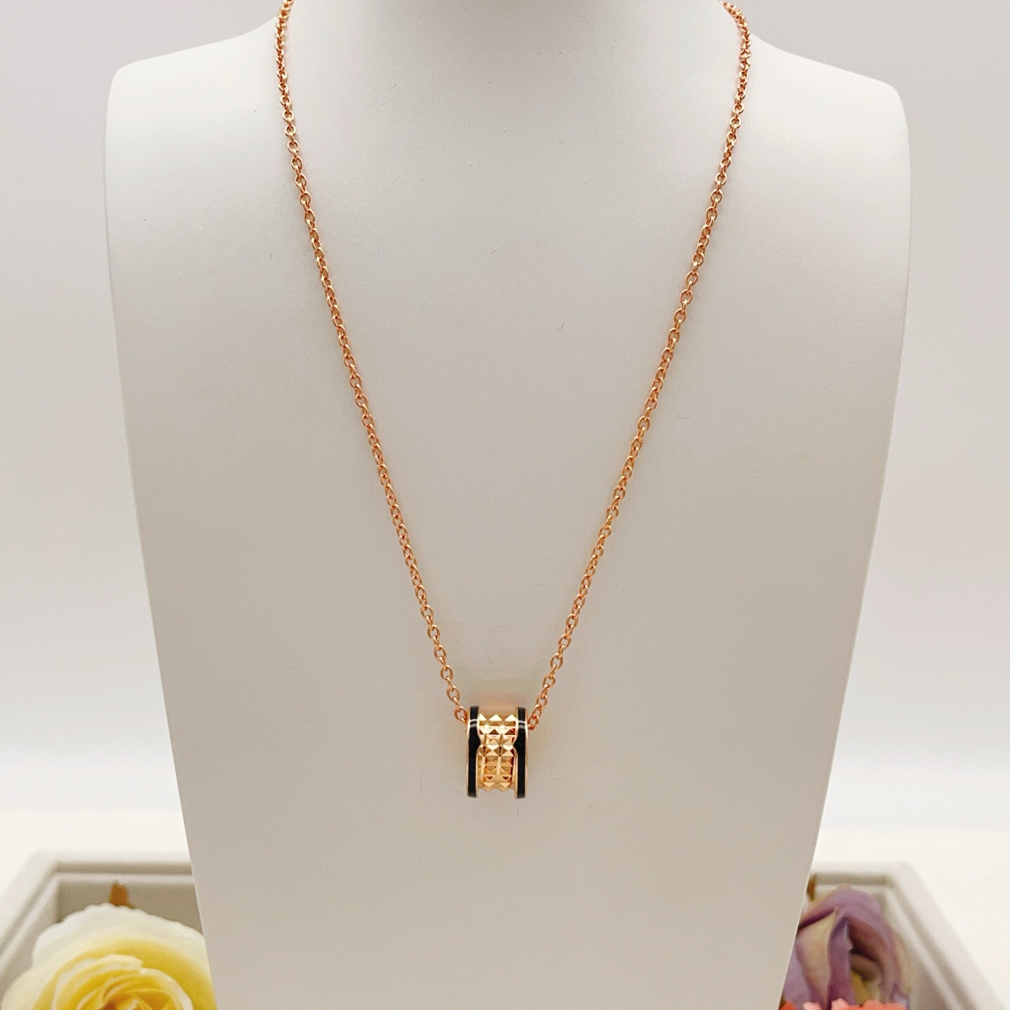 Bvlgari B zero1 Rock necklace Rose gold with black ceramic accents 45cm