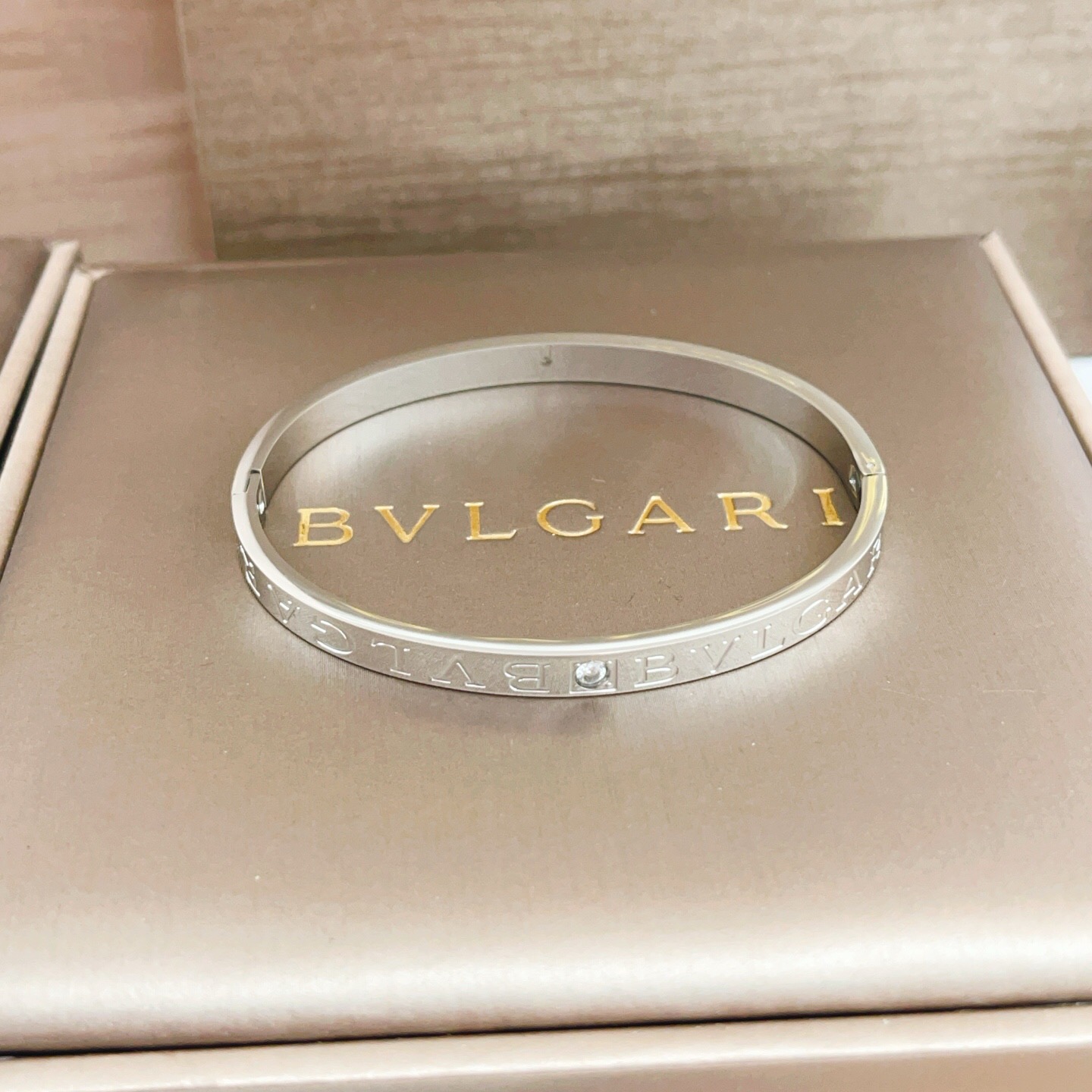 Bvlgari Bvlgari B zero1 bracelet silver metal with clear diamond accent one size