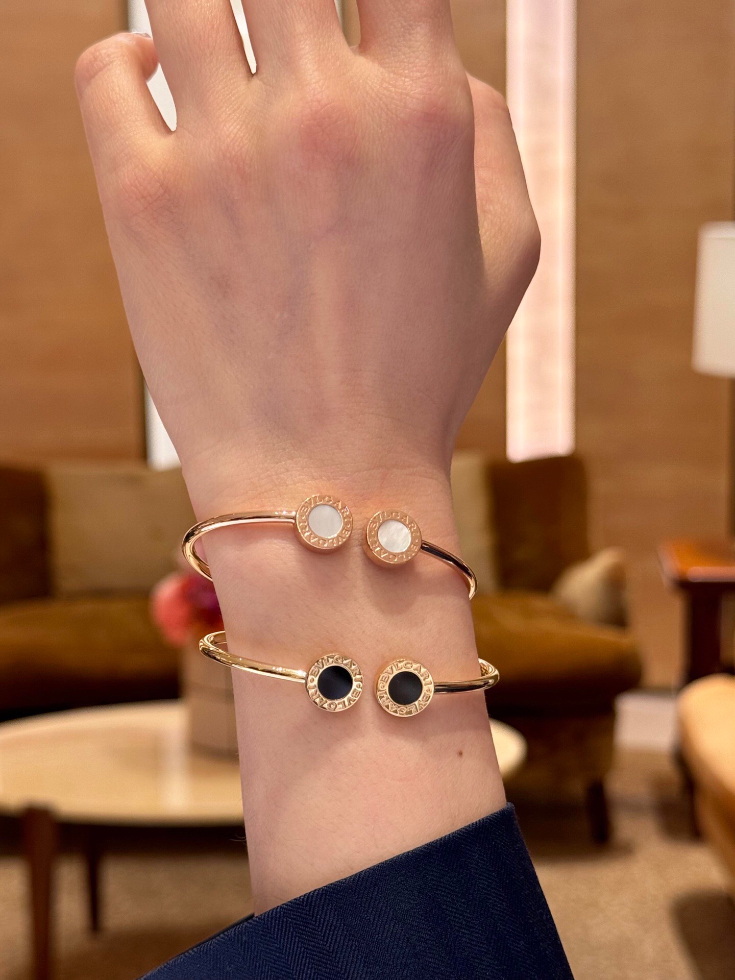 Bvlgari BVLGARI BVLGARI bracelet Silver-toned metal with white mother-of-pearl inlays One size fits all