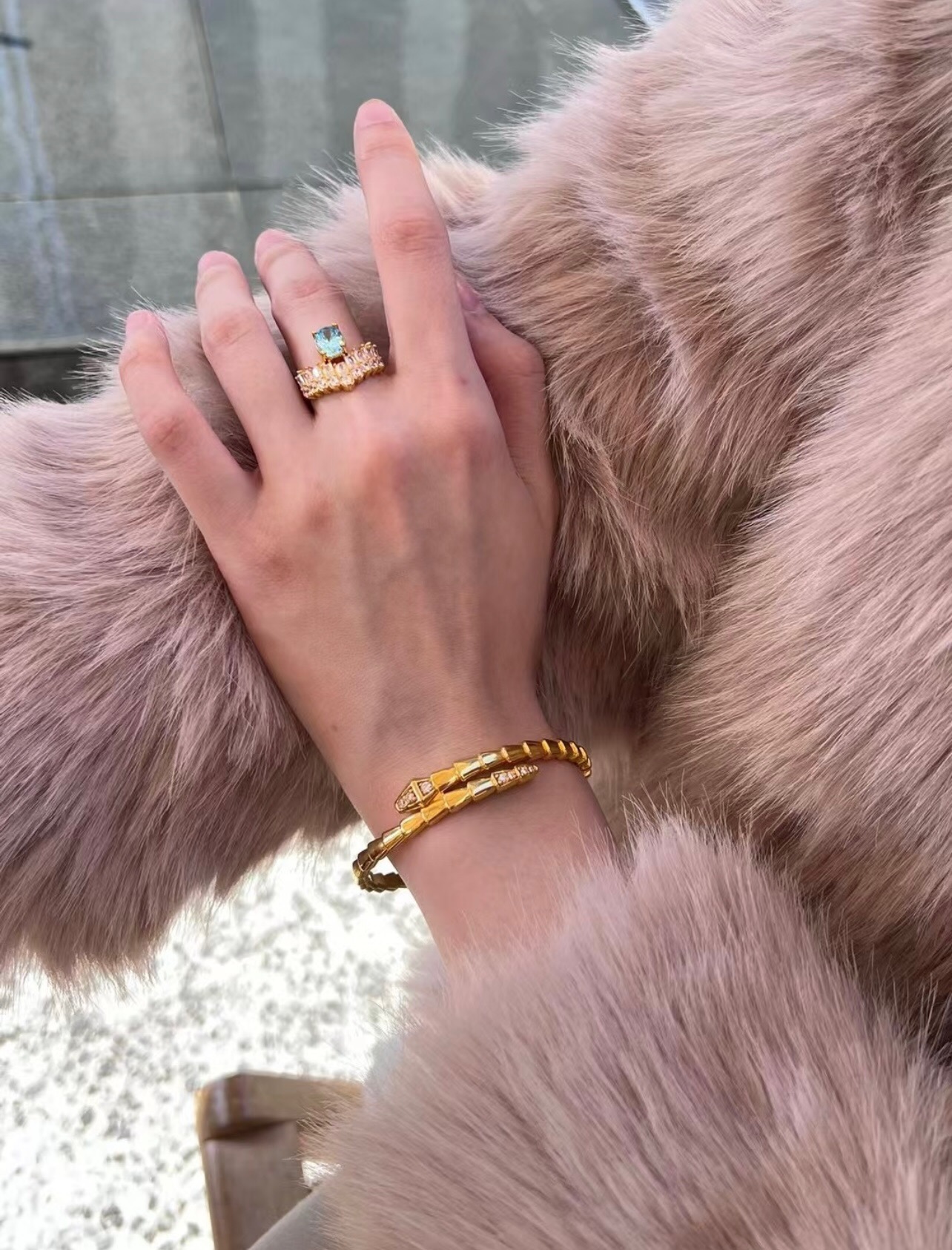 Bvlgari Serpenti Viper bracelet Yellow gold with clear diamond accents 17cm
