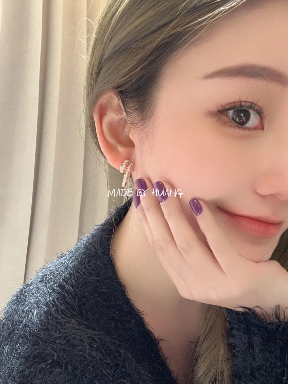 Bvlgari Serpenti Viper earrings silver-toned metal with clear pave diamonds 15mm hoop diameter