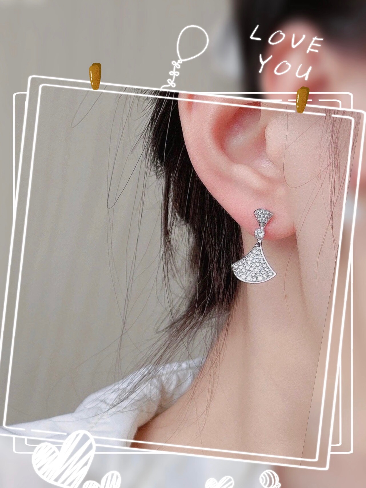Bvlgari Divas Dream earrings 18k rose gold with full pave clear diamonds 18k white gold with full pave clear diamonds 2 5cm drop length