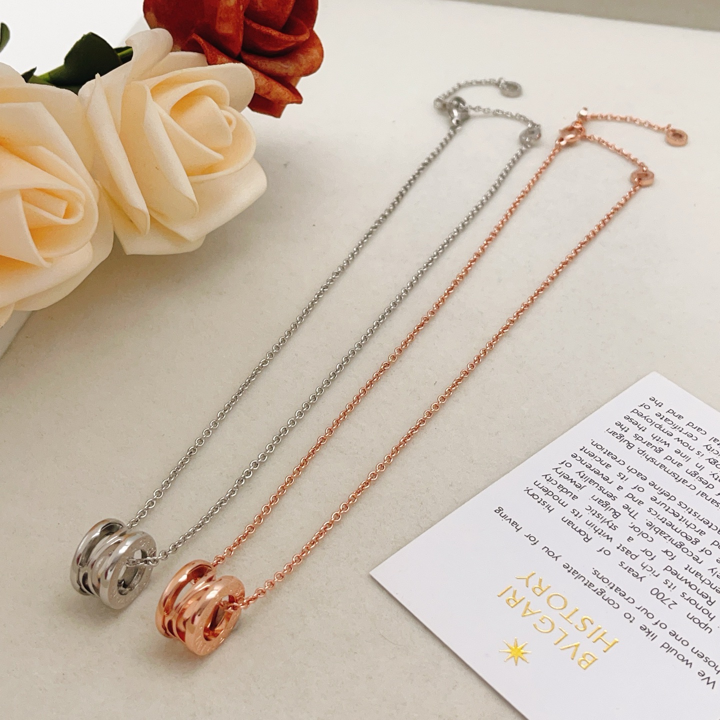 Bvlgari B zero1 necklace Silver-toned metal and rose gold-toned metal no gemstones 40cm with 5cm extender