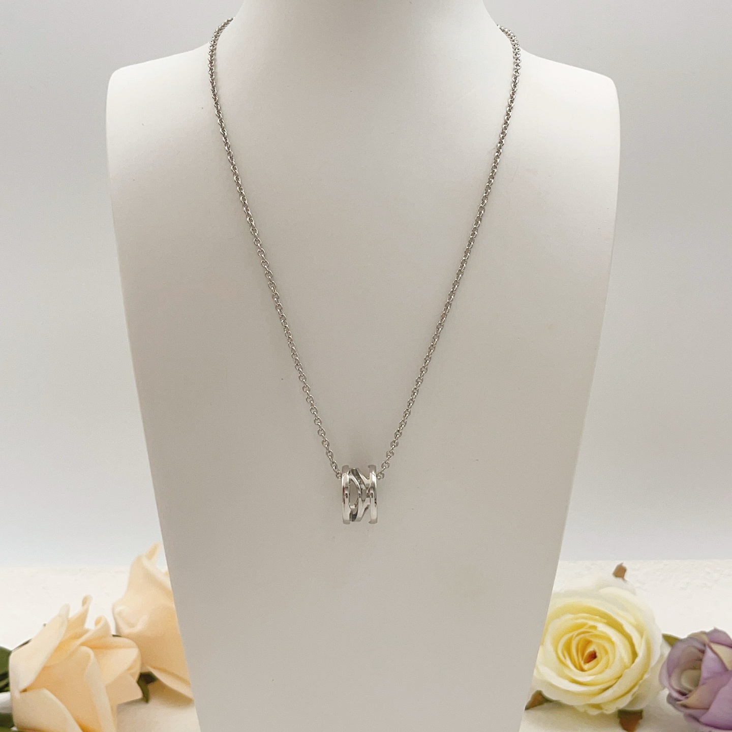 Bvlgari B zero1 Skeleton necklace silver-toned metal no gemstones 45cm with 5cm extender