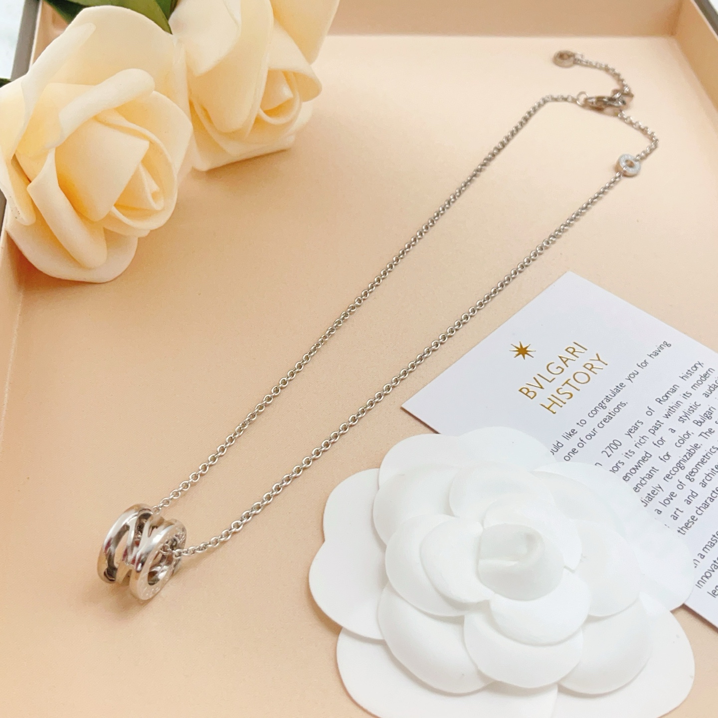 Bvlgari B zero1 Skeleton necklace silver-toned metal no gemstones 45cm with 5cm extender
