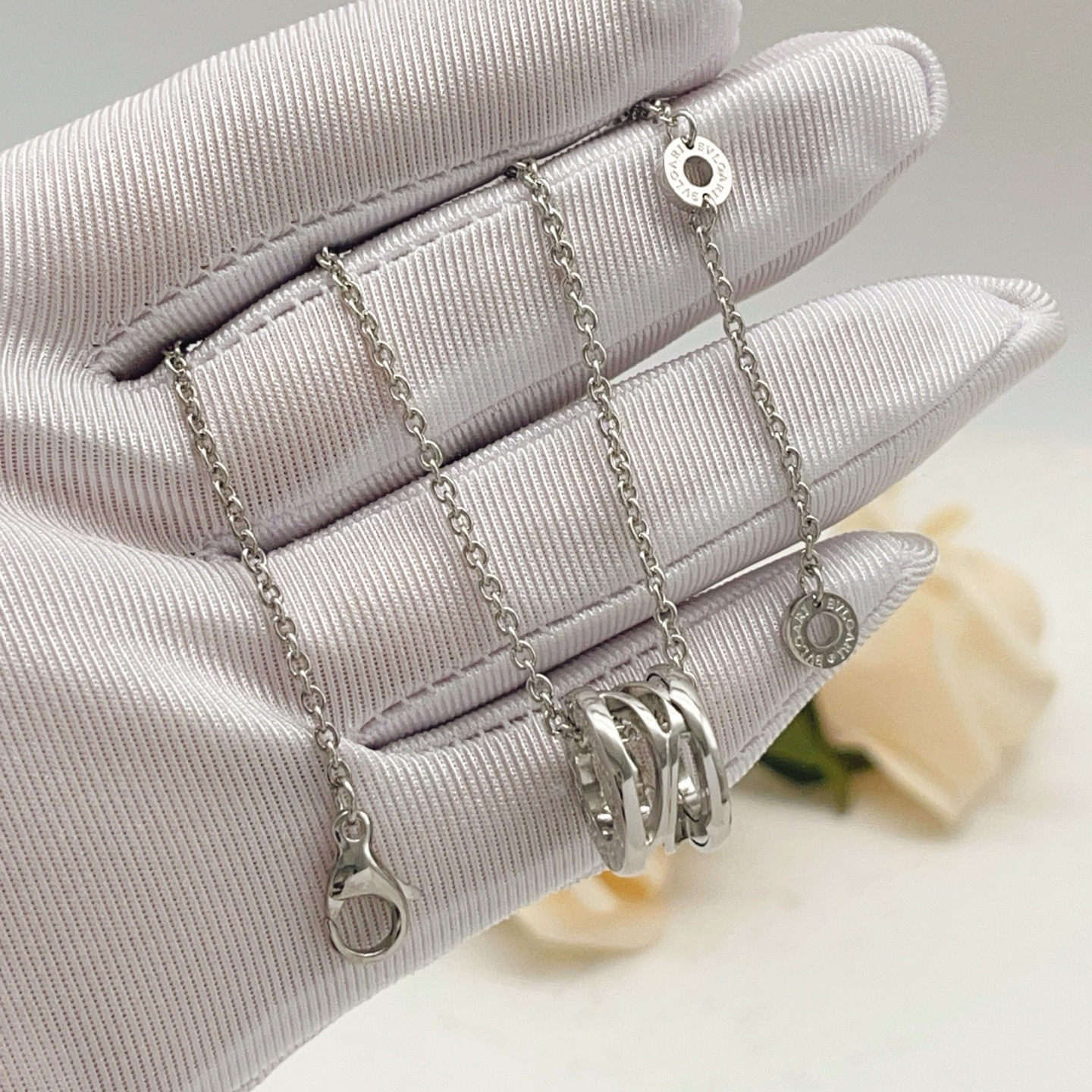 Bvlgari B zero1 Skeleton necklace silver-toned metal no gemstones 45cm with 5cm extender