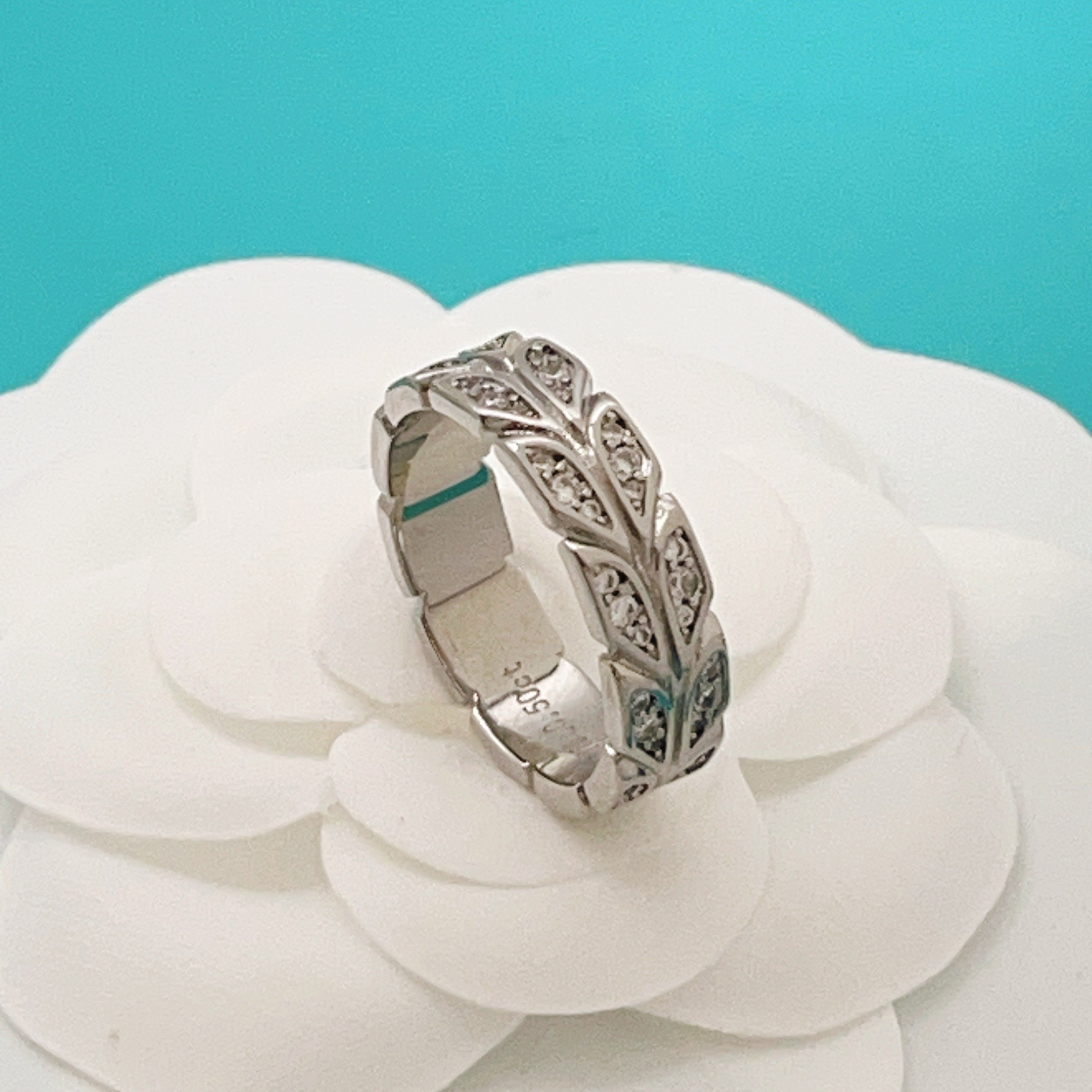 Tiffany Victoria Vine ring silver white gold with clear diamonds 7