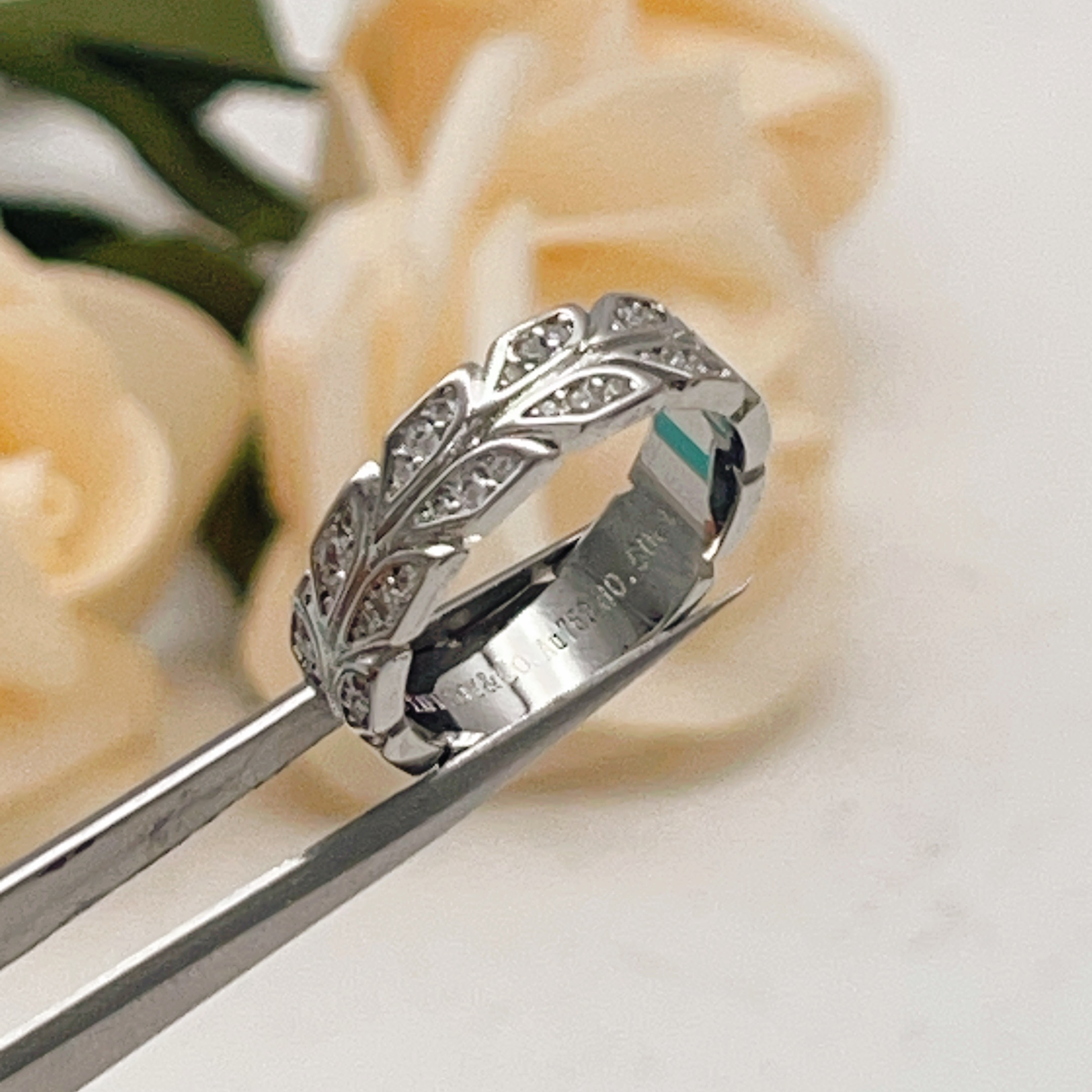 Tiffany Victoria Vine ring silver white gold with clear diamonds 7