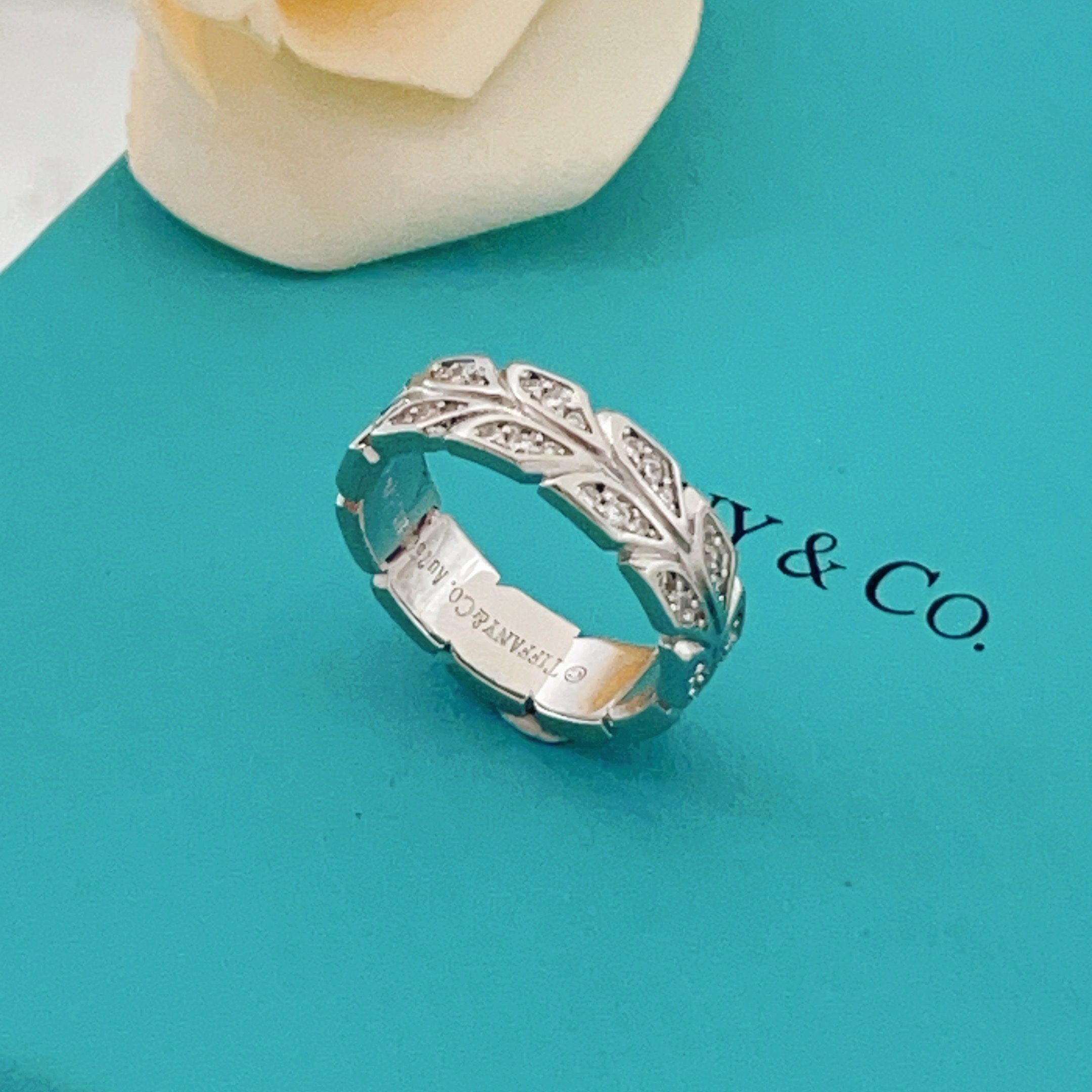Tiffany Victoria Vine ring silver white gold with clear diamonds 7