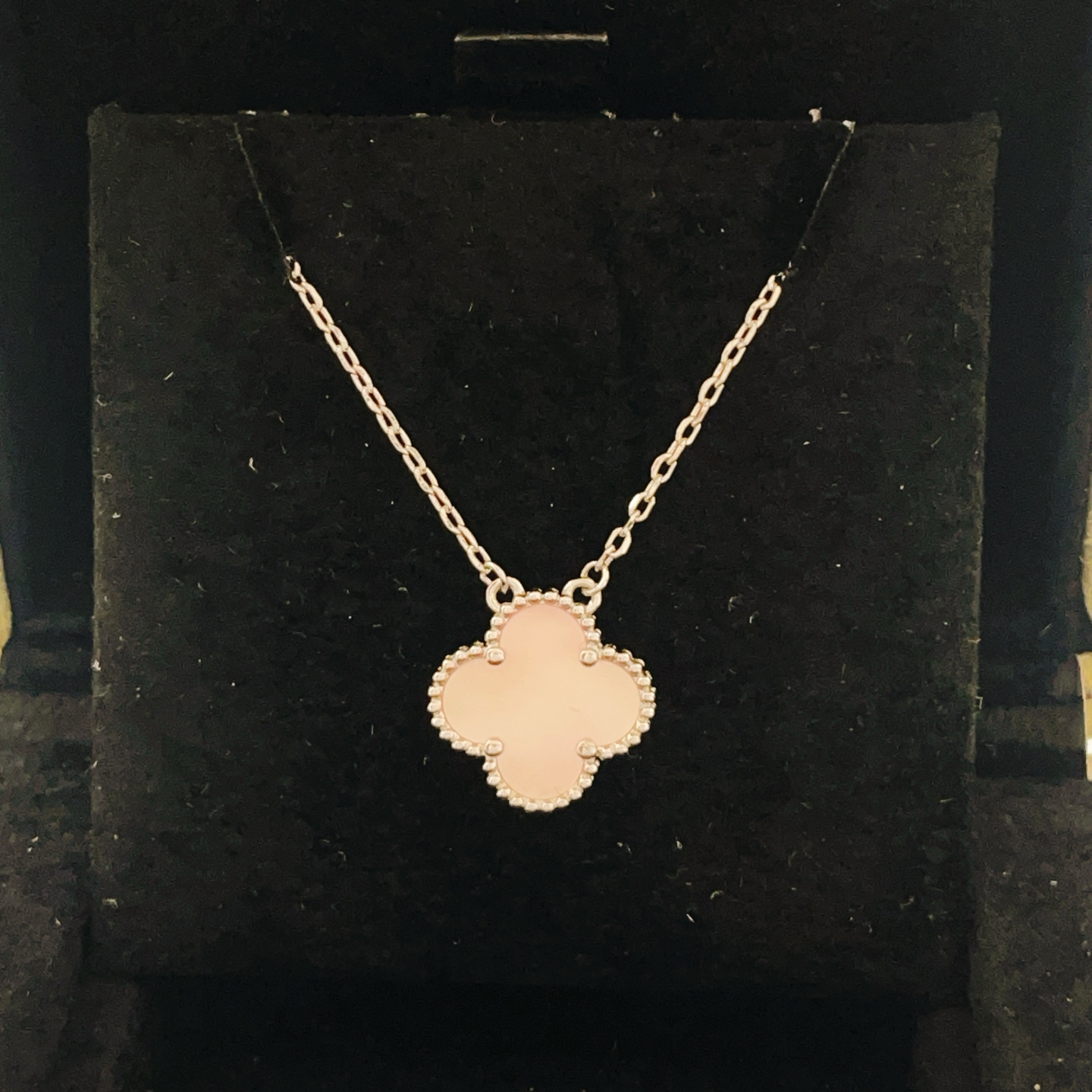 Van Cleef Arpels Sweet Alhambra necklace silver-toned metal with pink mother-of-pearl 42cm