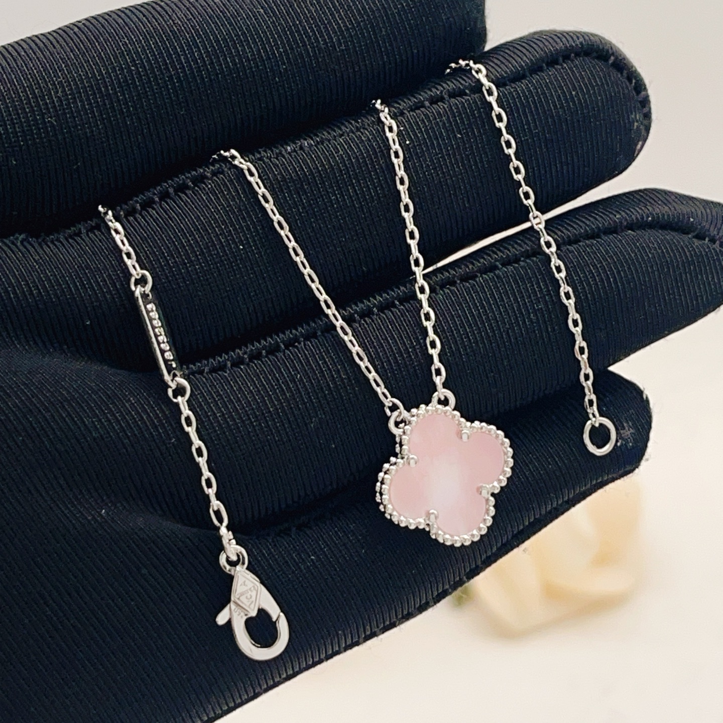 Van Cleef Arpels Sweet Alhambra necklace silver-toned metal with pink mother-of-pearl 42cm
