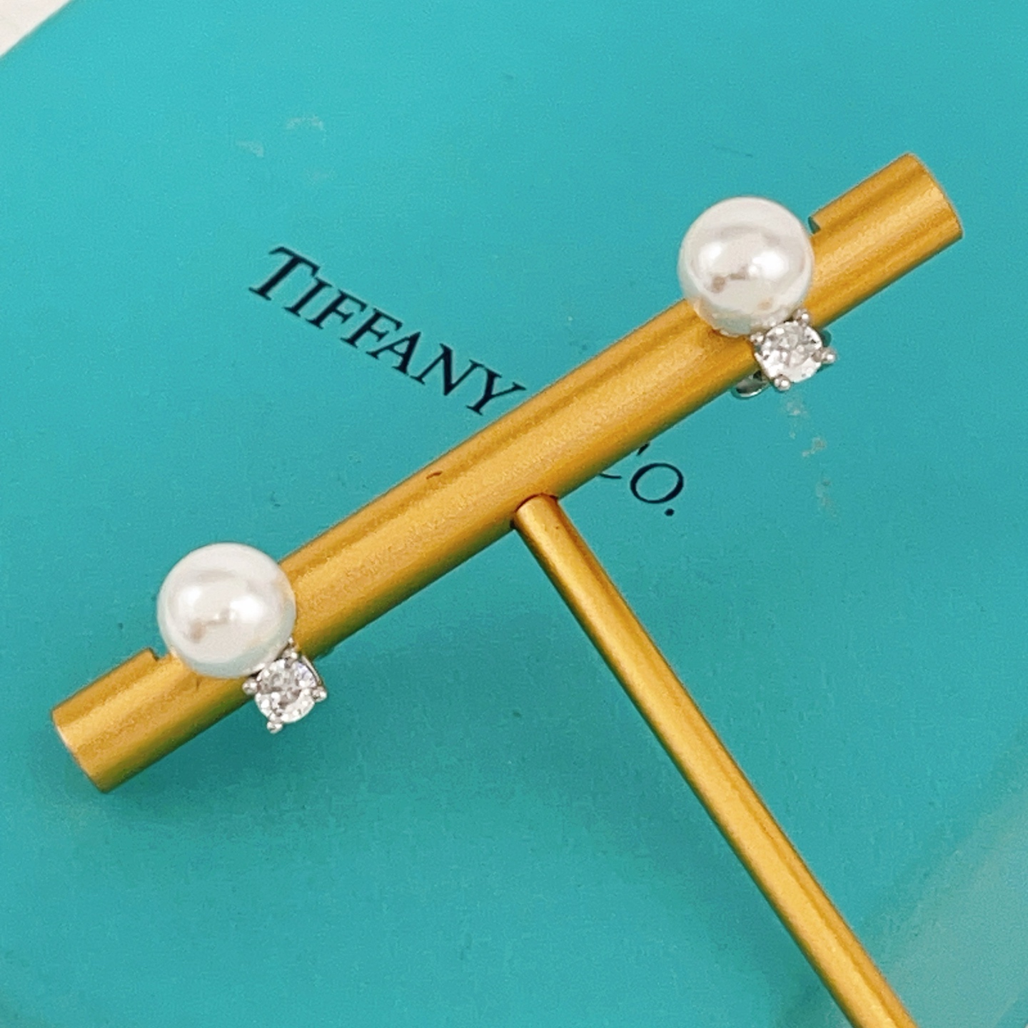 Tiffany Pearl Diamond Stud Earrings earrings silver-toned metal white freshwater pearl clear diamond accent 8mm pearl diameter