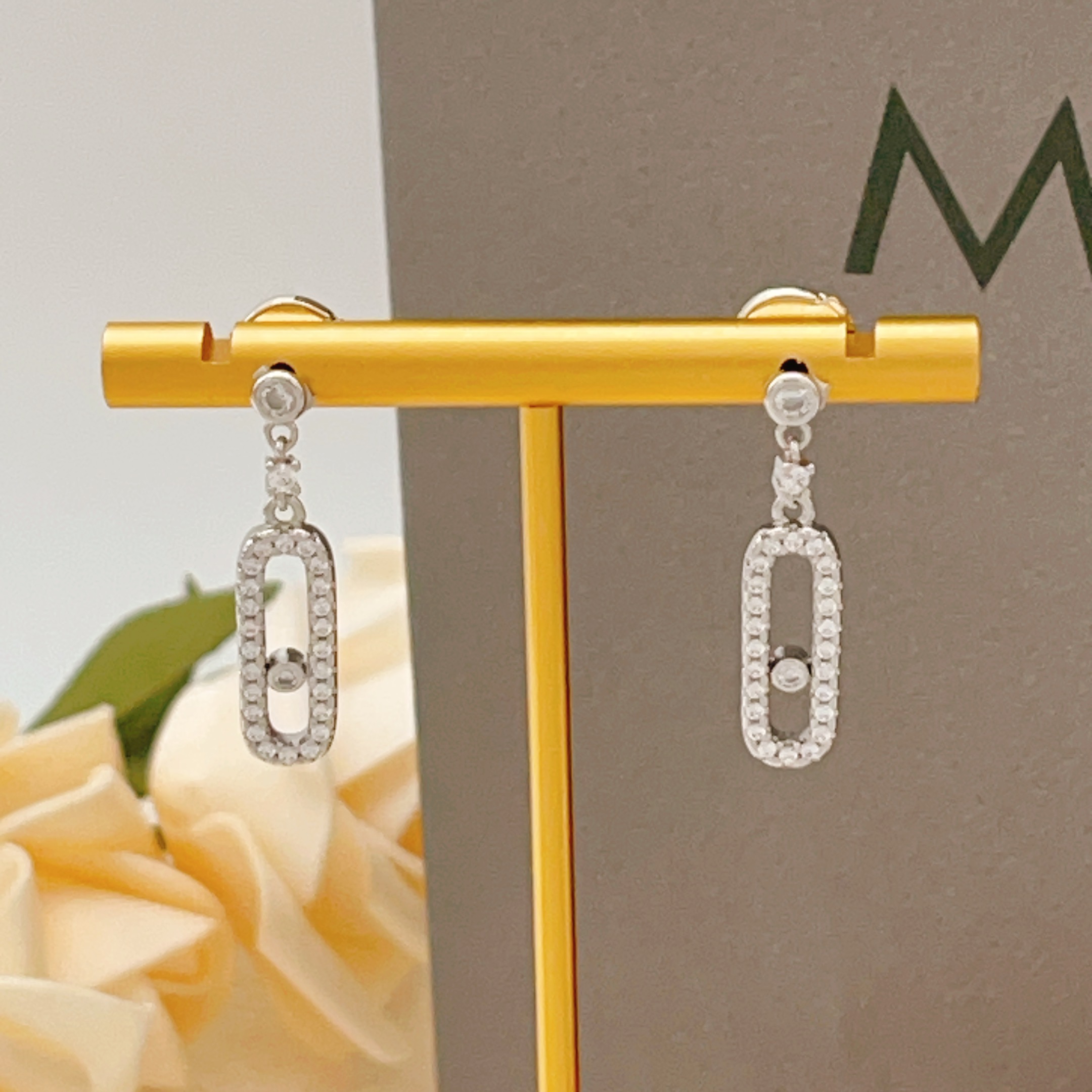 Messika Move Uno earrings Silver-toned metal with clear diamonds One Size