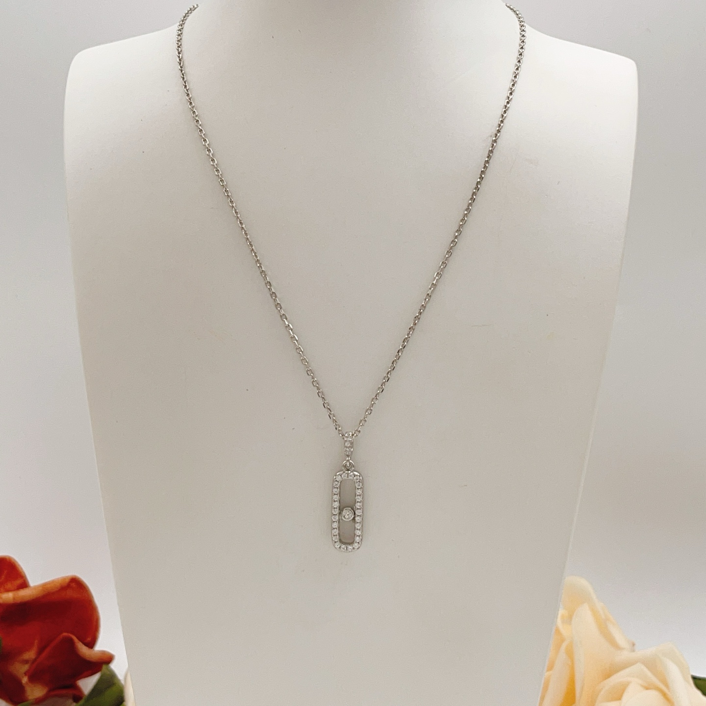 Messika Move Uno necklace silver-toned metal with clear diamonds 45cm
