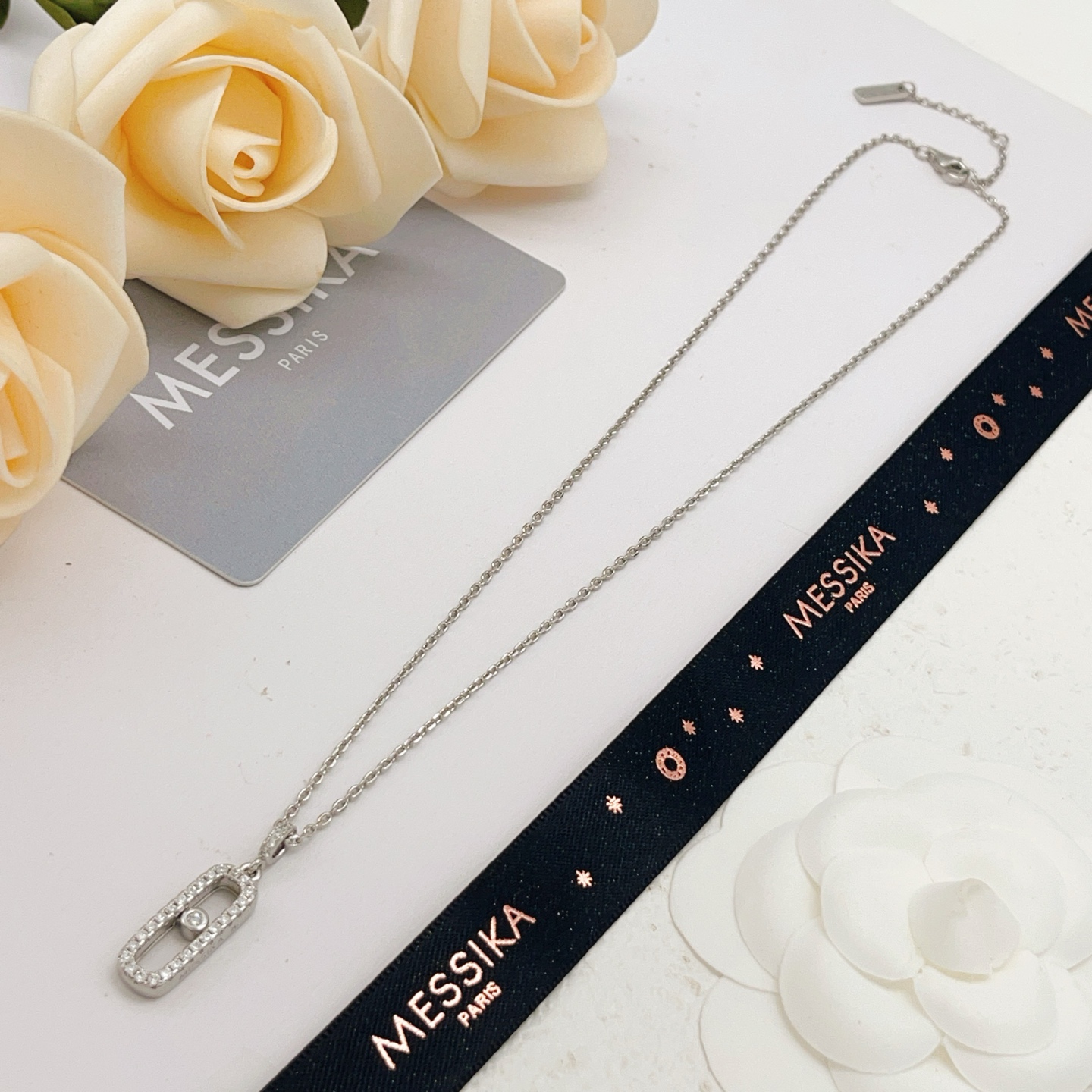 Messika Move Uno necklace silver-toned metal with clear diamonds 45cm