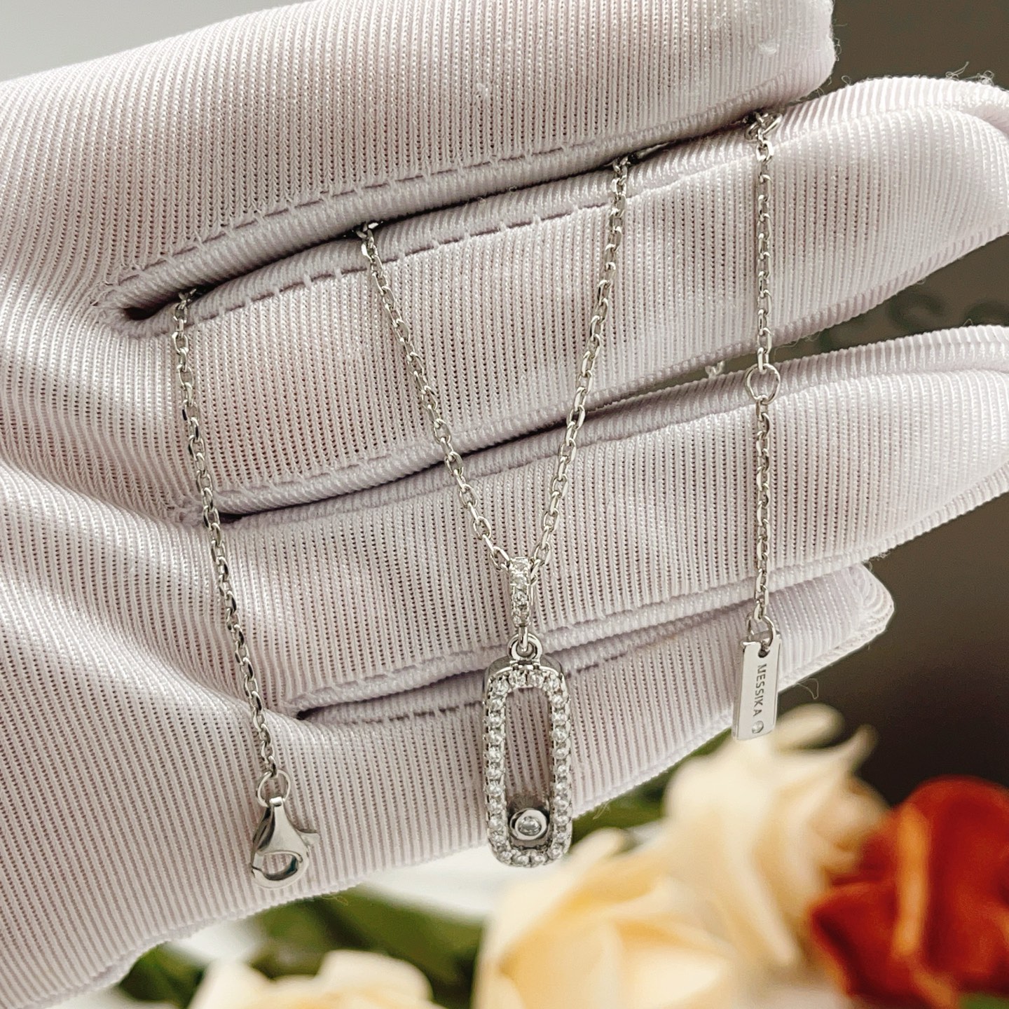 Messika Move Uno necklace silver-toned metal with clear diamonds 45cm