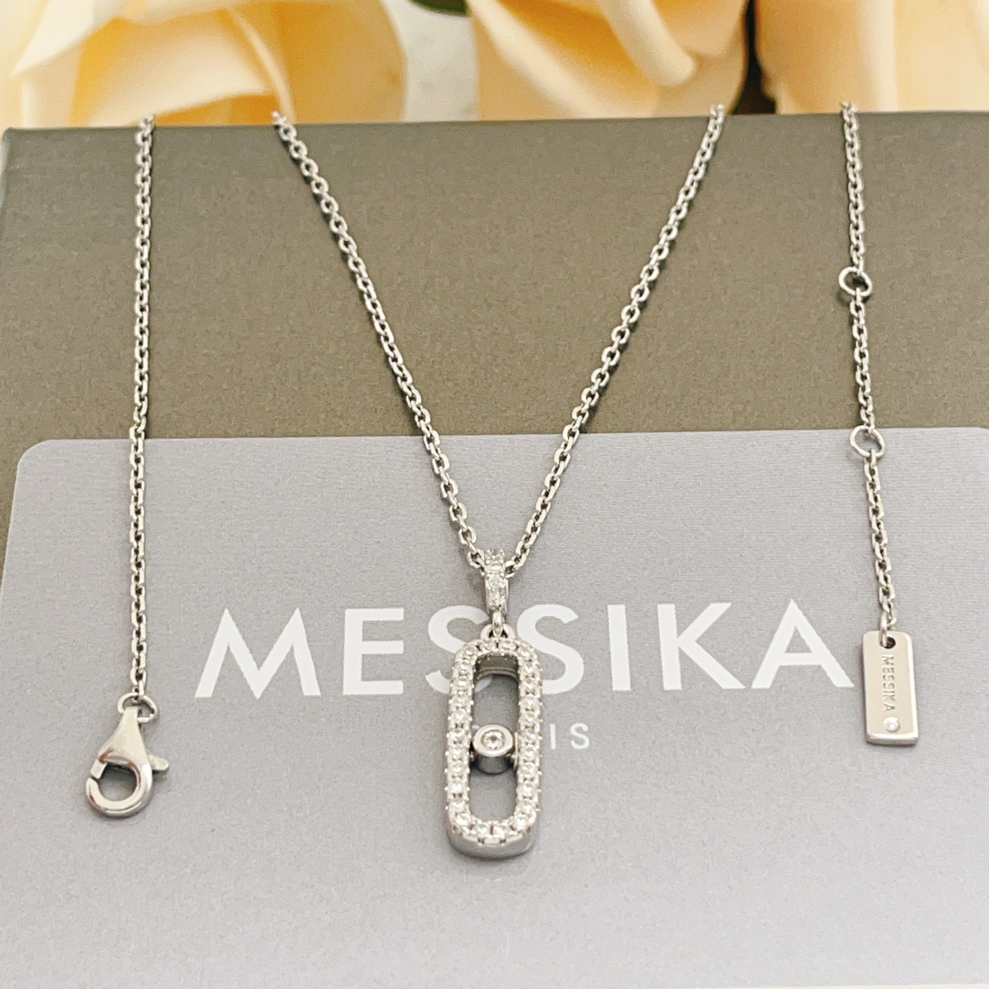 Messika Move Uno necklace silver-toned metal with clear diamonds 45cm