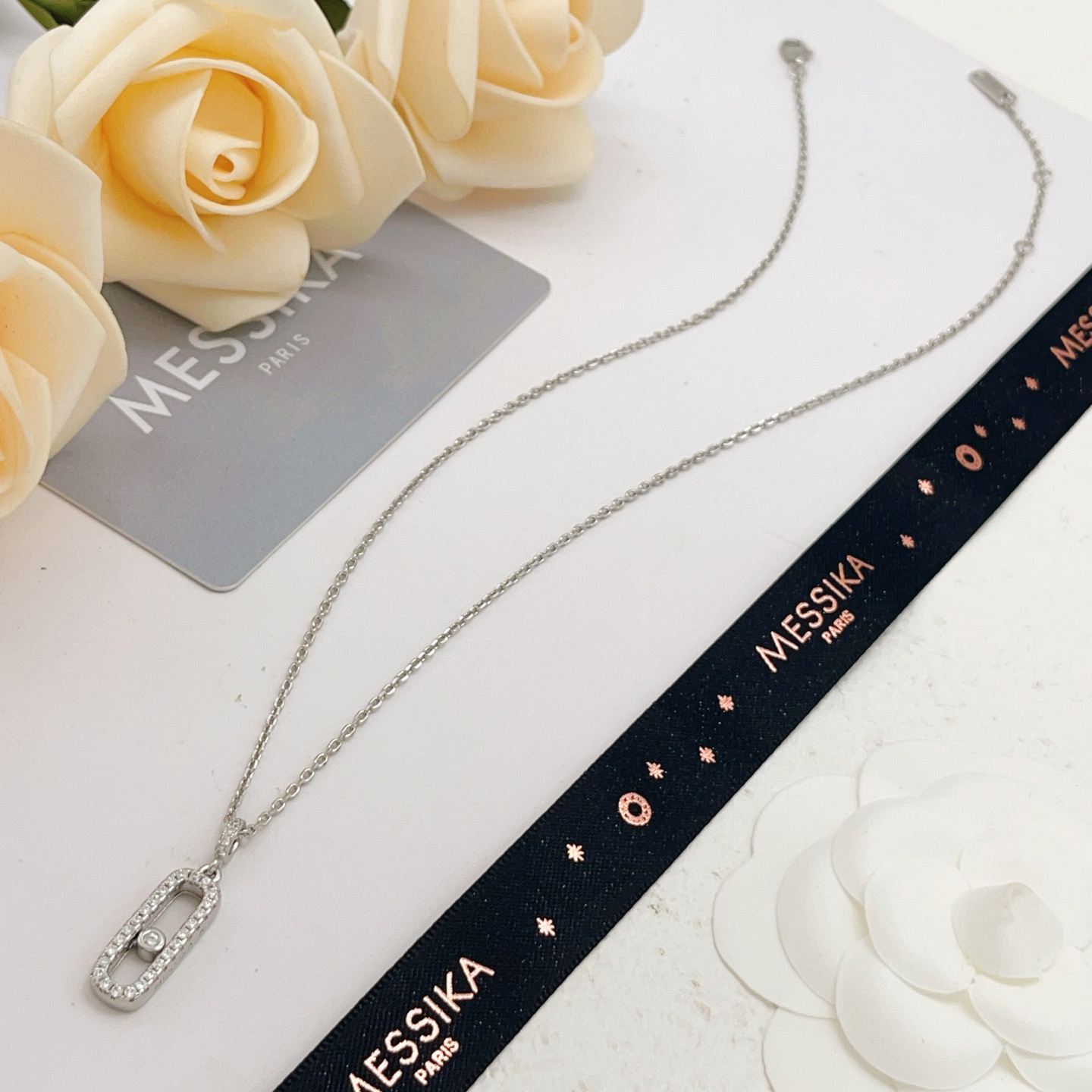 Messika Move Uno necklace silver-toned metal with clear diamonds 45cm
