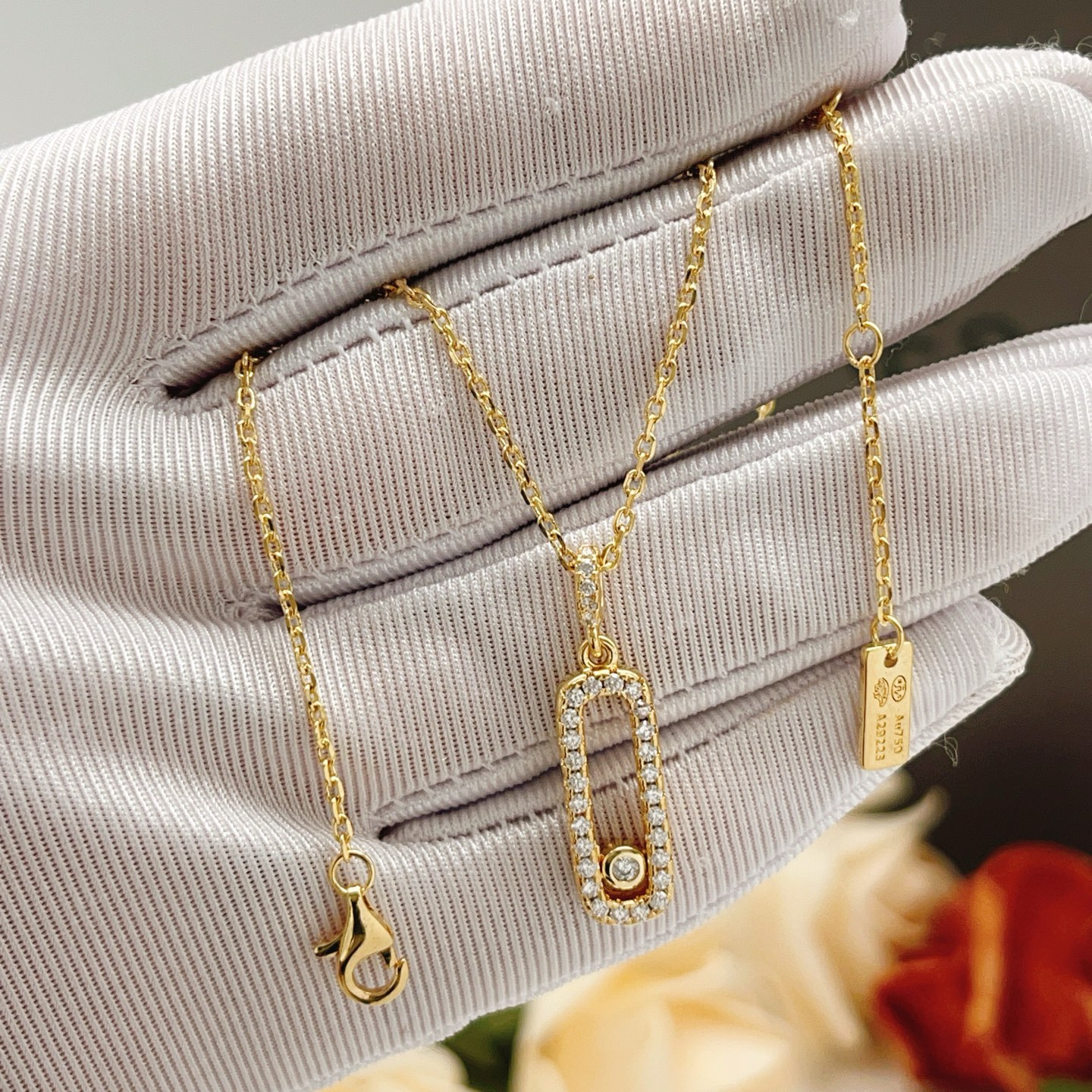 Messika Move Uno necklace yellow gold with clear diamonds 45cm