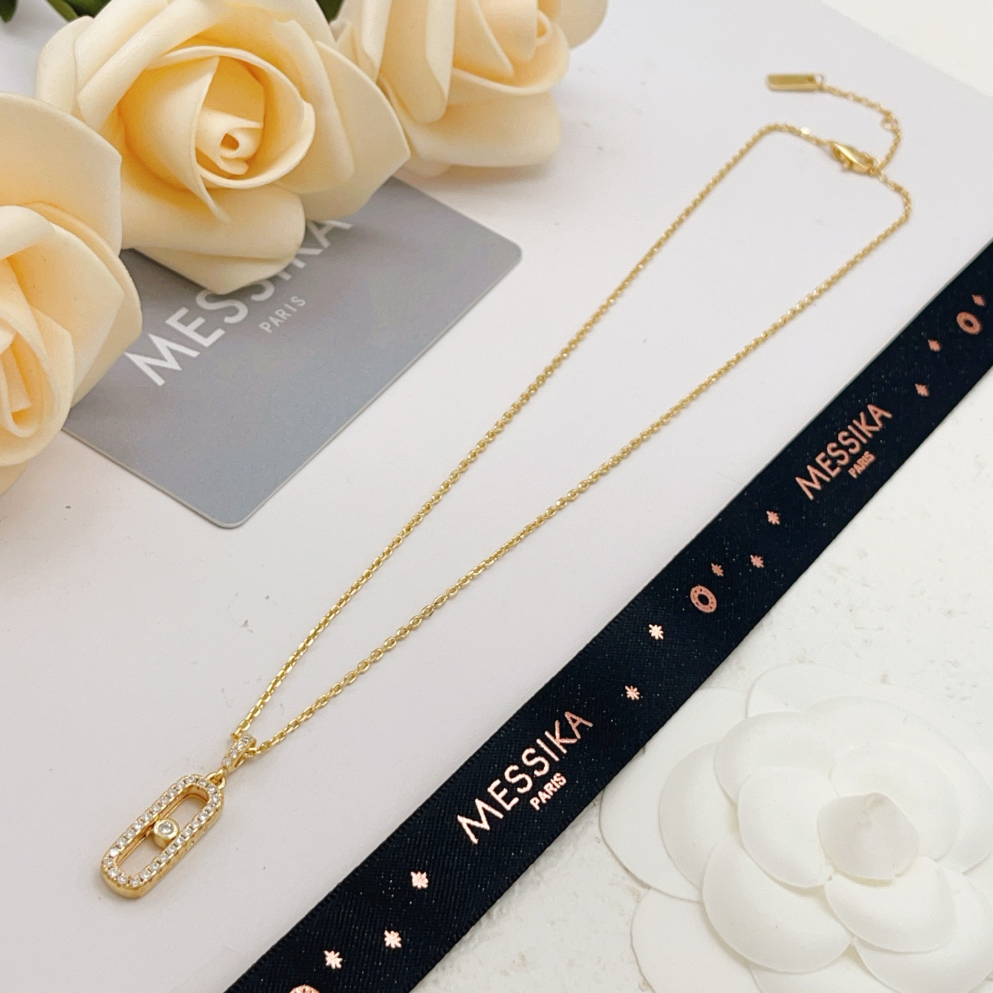 Messika Move Uno necklace yellow gold with clear diamonds 45cm